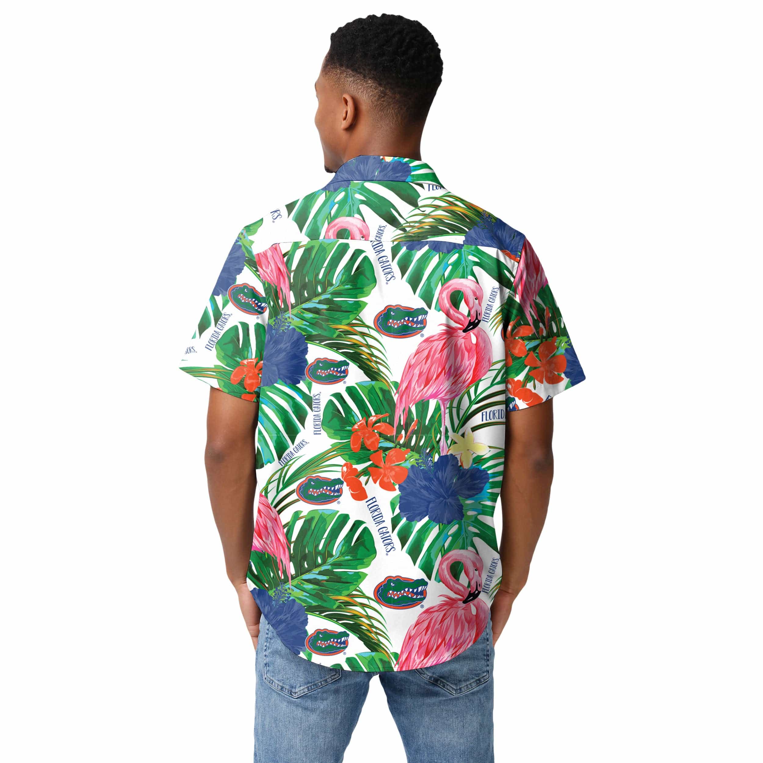 Florida Gators NCAA Mens Flamingo Button Up Shirt - Image 3
