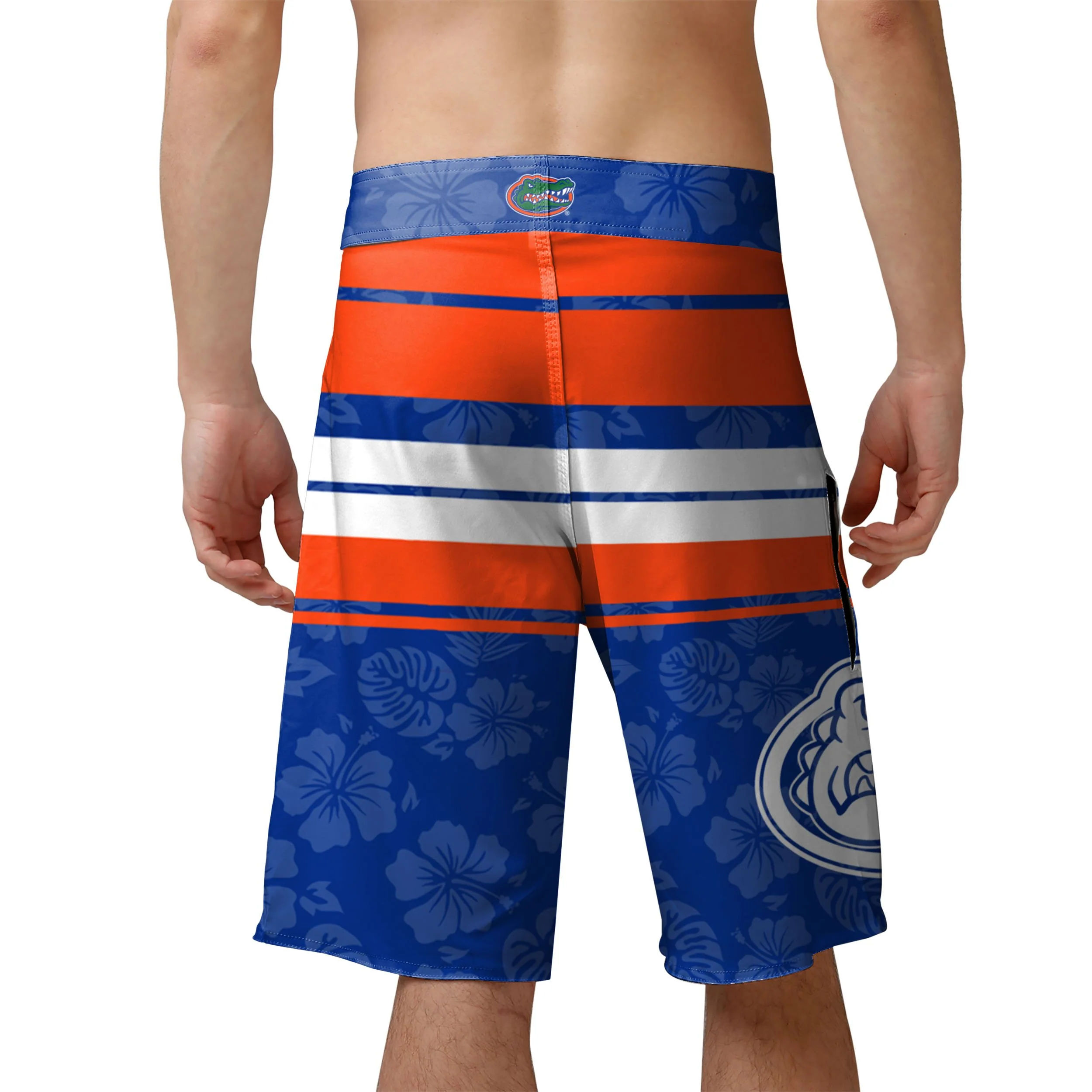 Florida Gators NCAA Mens Hibiscus Boardwalk Stripe Boardshorts - Image 3
