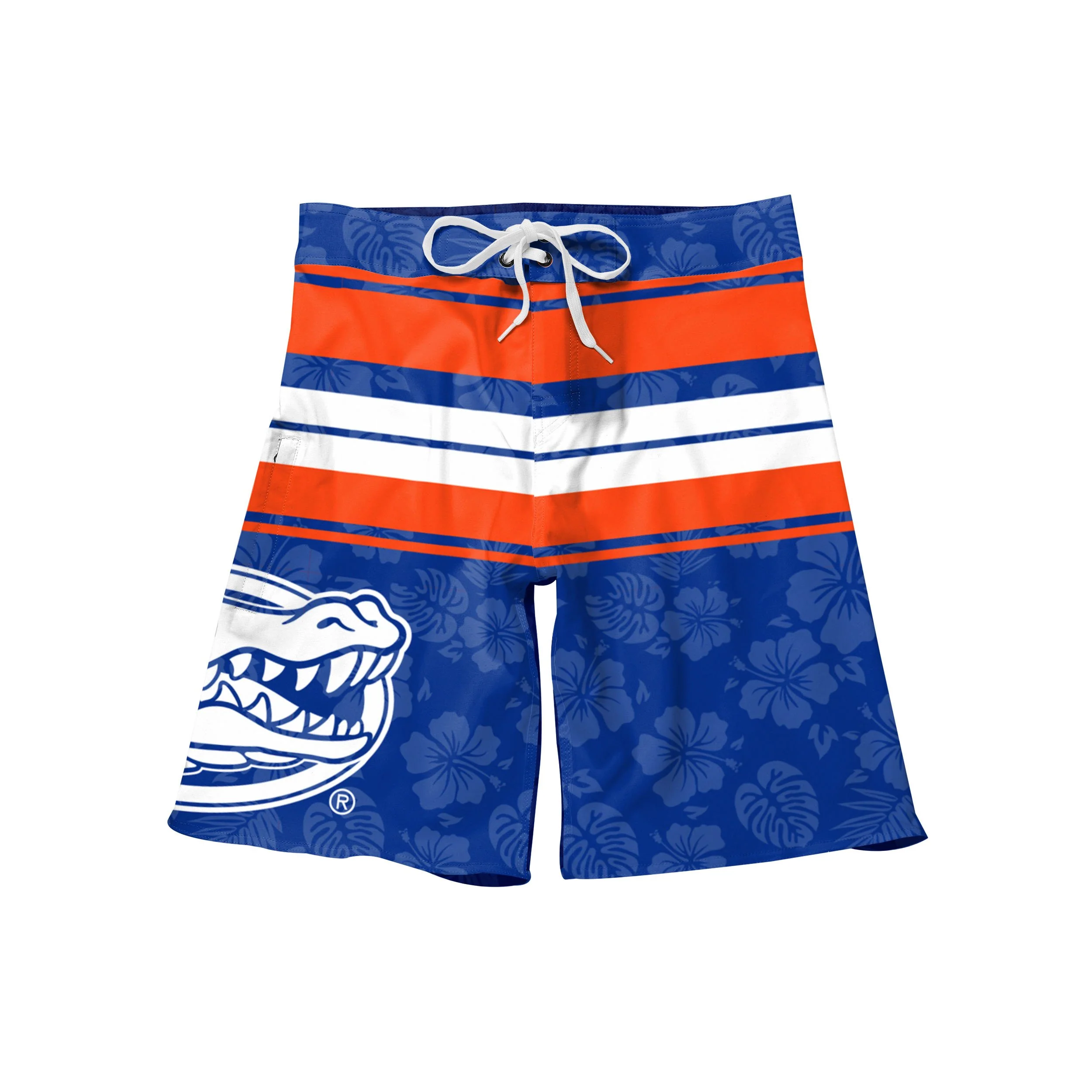Florida Gators NCAA Mens Hibiscus Boardwalk Stripe Boardshorts - Image 4