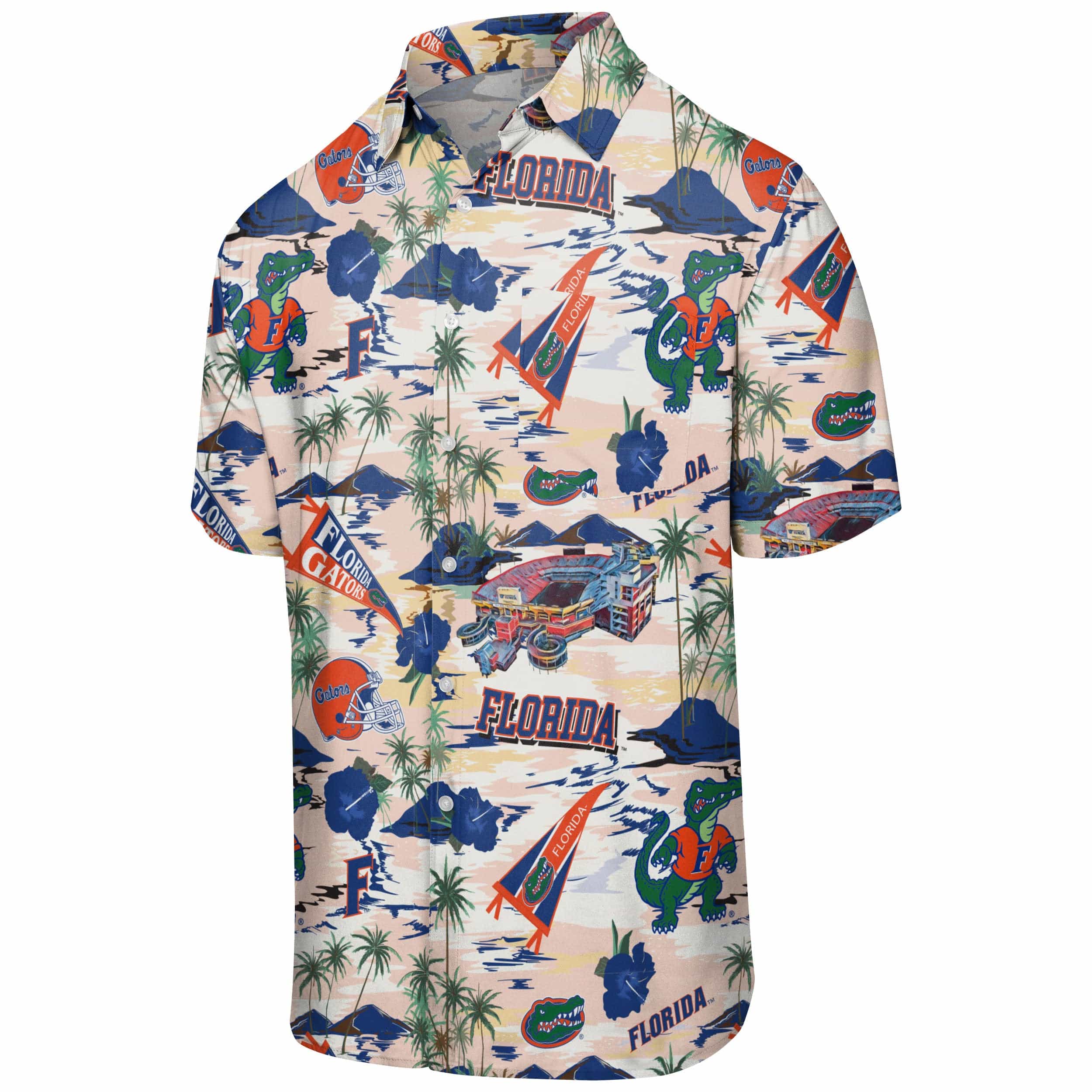 Florida Gators NCAA Mens Thematic Stadium Print Button Up Shirt - Image 4
