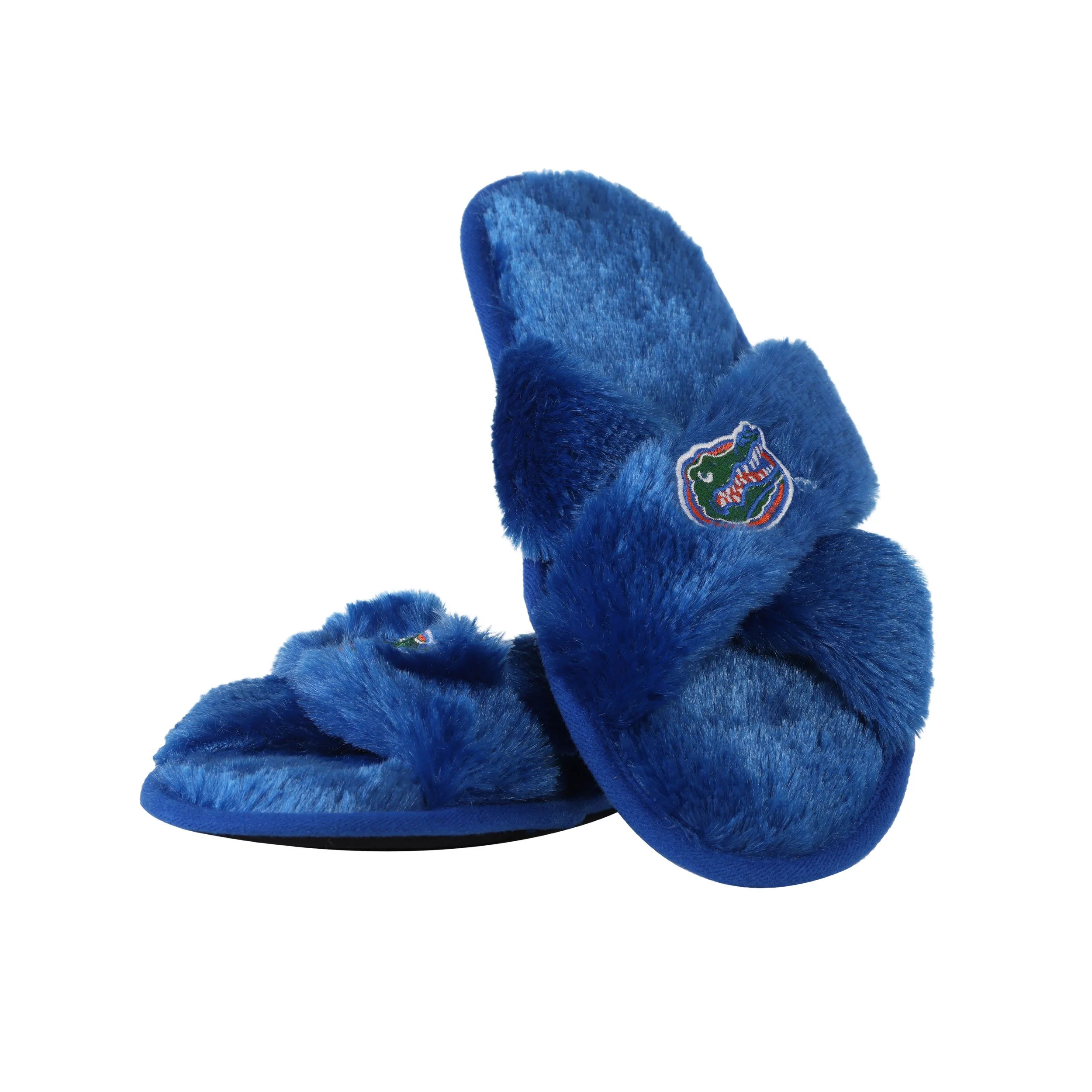 Florida Gators NCAA Womens Script Wordmark Fur Cross Slide