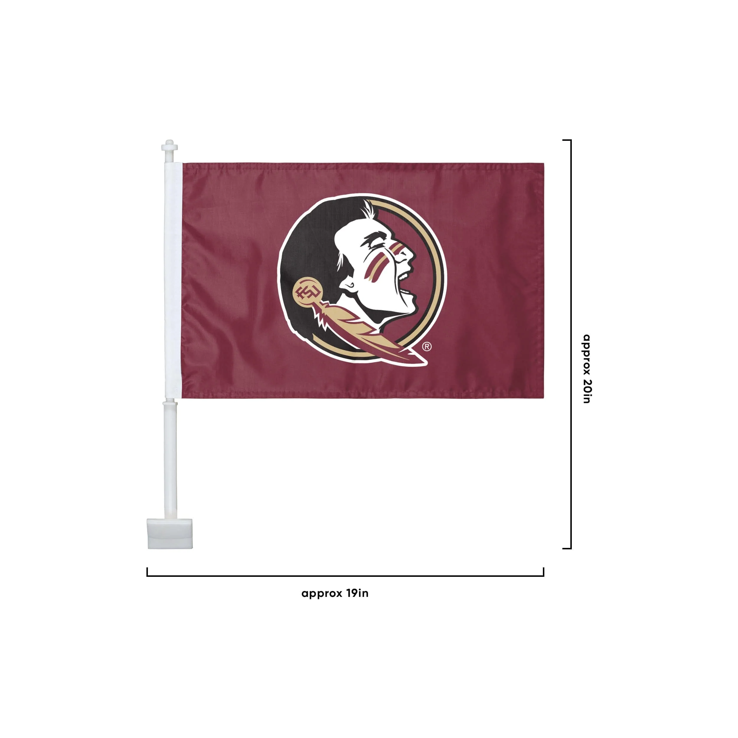 Florida State Seminoles NCAA 2 Pack Solid Car Flag - Image 3