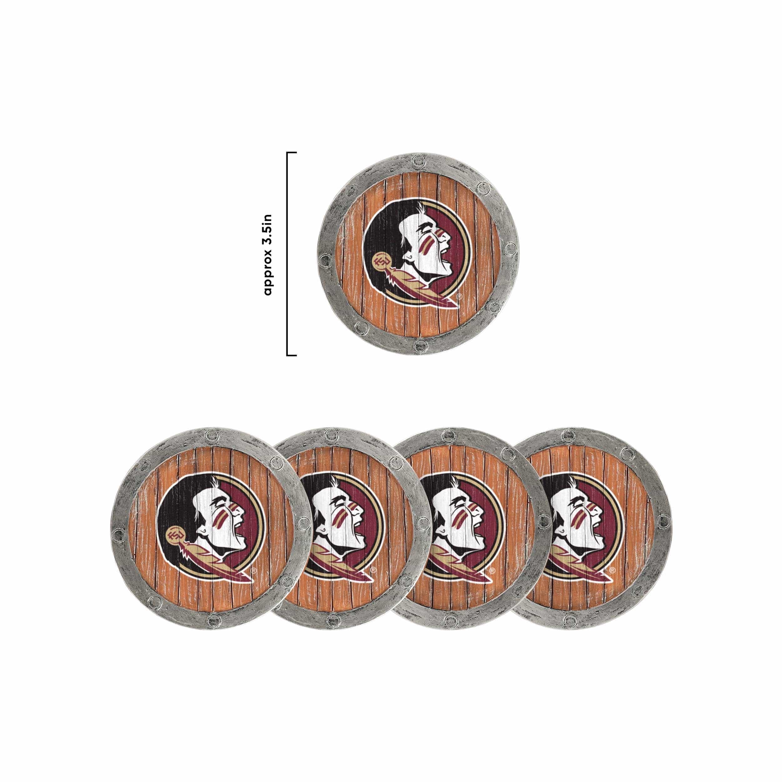 Florida State Seminoles NCAA 5 Pack Barrel Coaster Set - Image 5