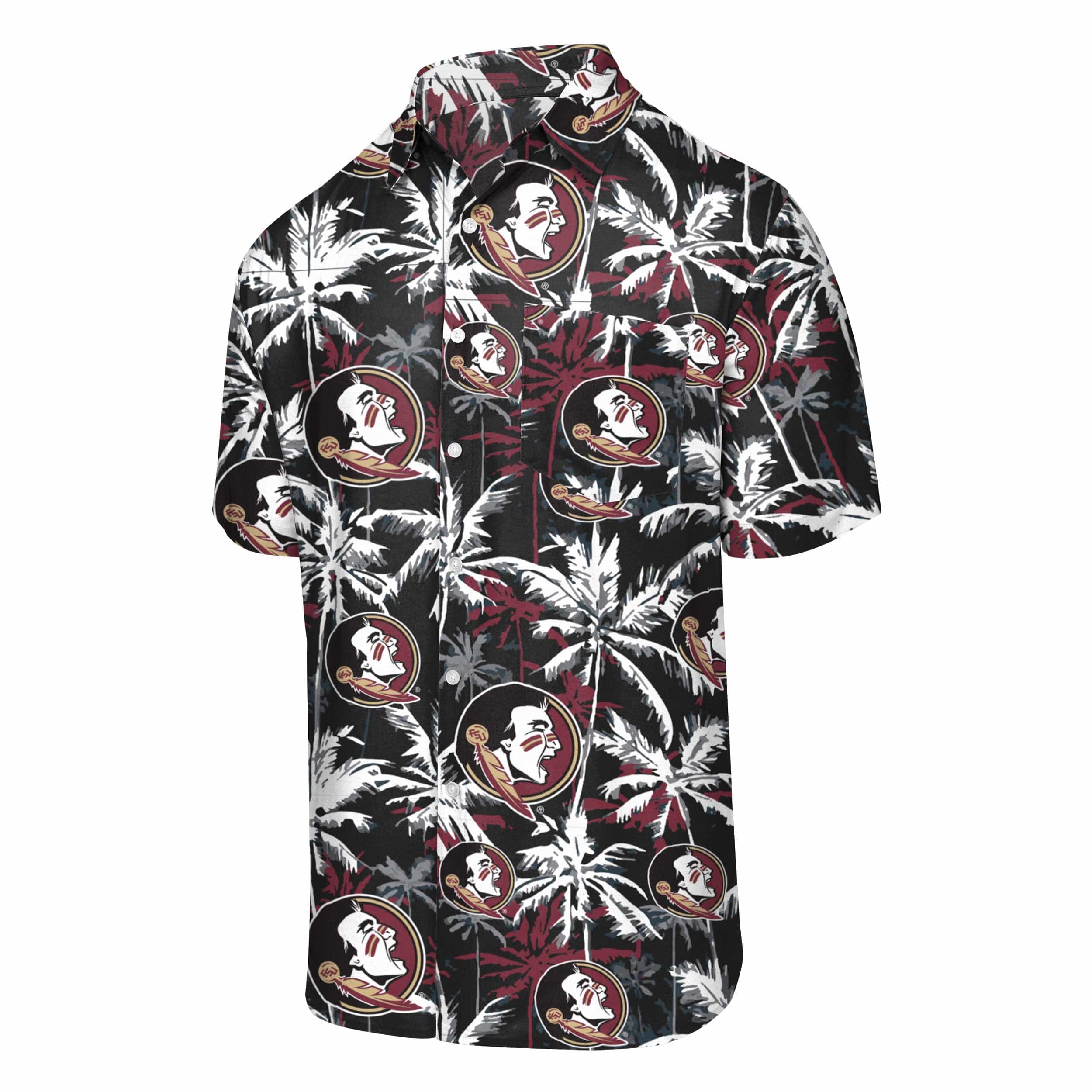 Florida State Seminoles NCAA Mens Black Floral Button Up Shirt - Image 4
