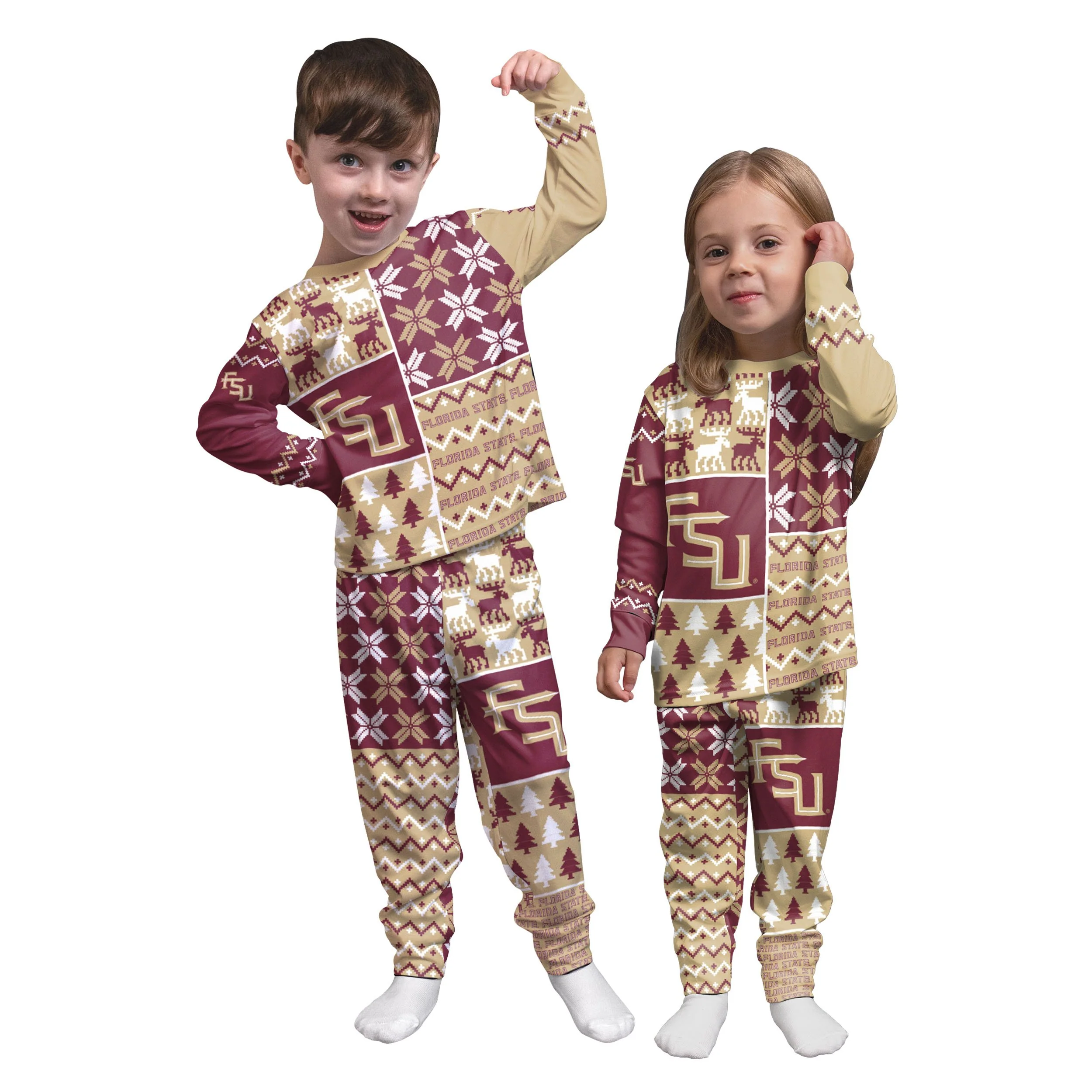 Florida State Seminoles NCAA Busy Block Family Holiday Pajamas - Image 3