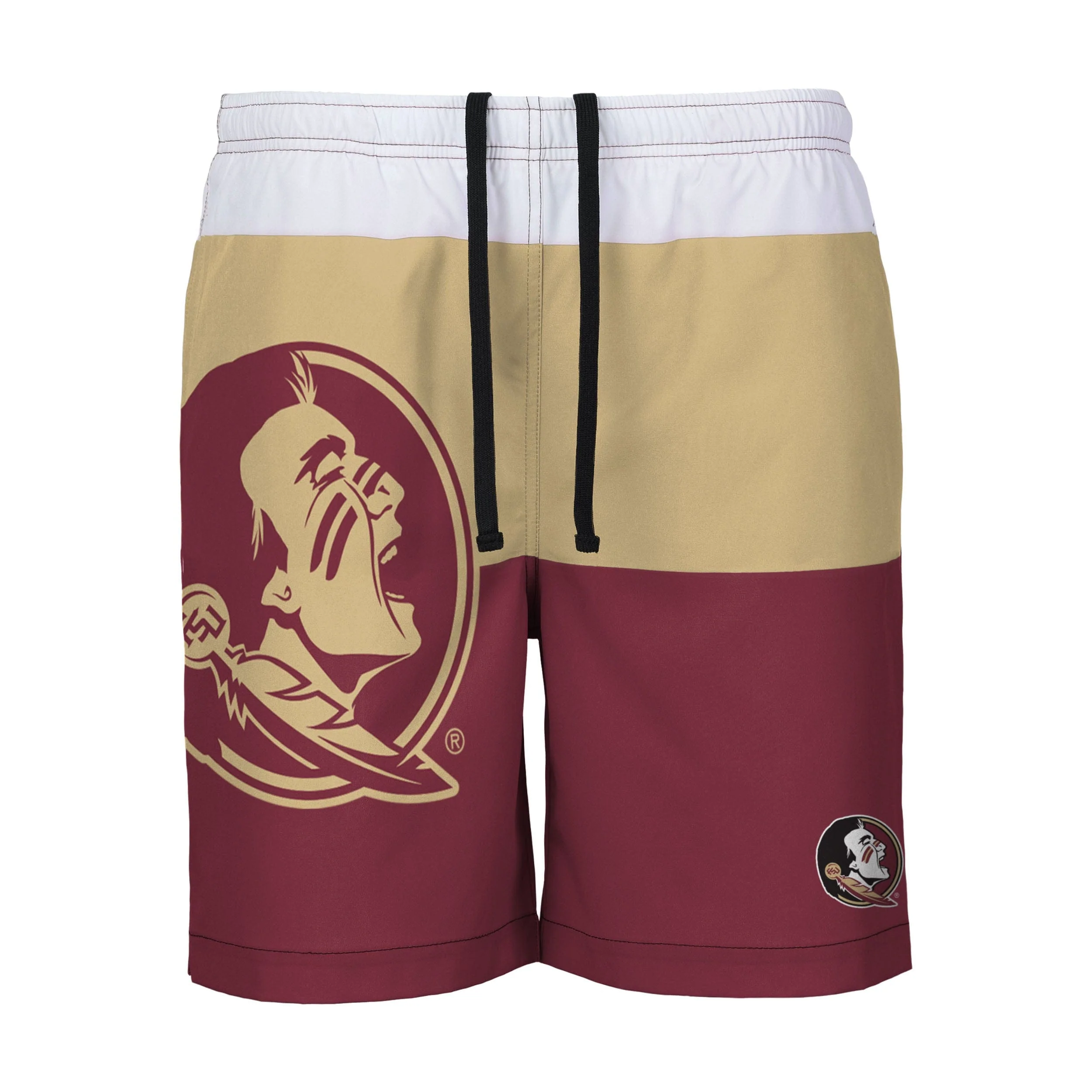 Florida State Seminoles NCAA Mens 3 Stripe Big Logo Swimming Trunks