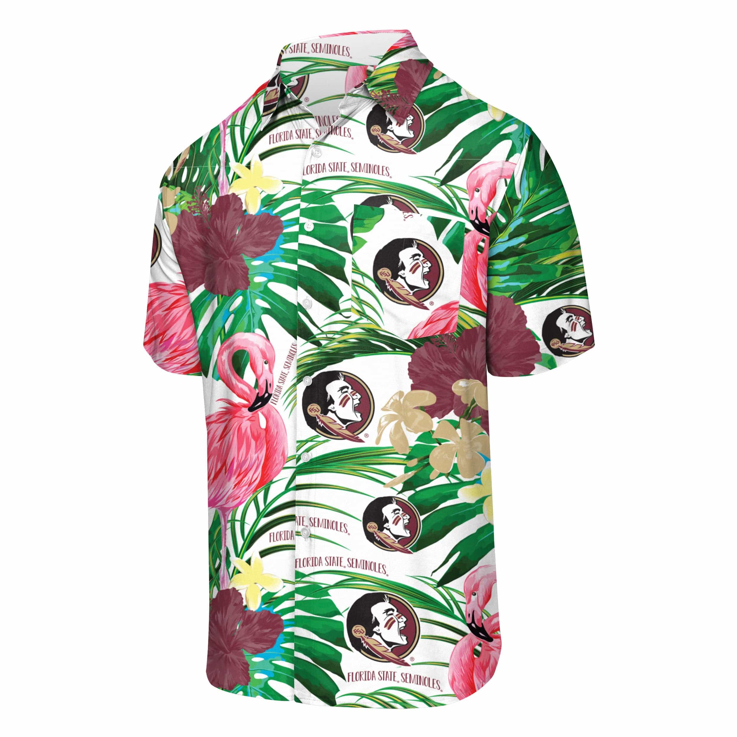 Florida State Seminoles NCAA Mens Flamingo Button Up Shirt - Image 4