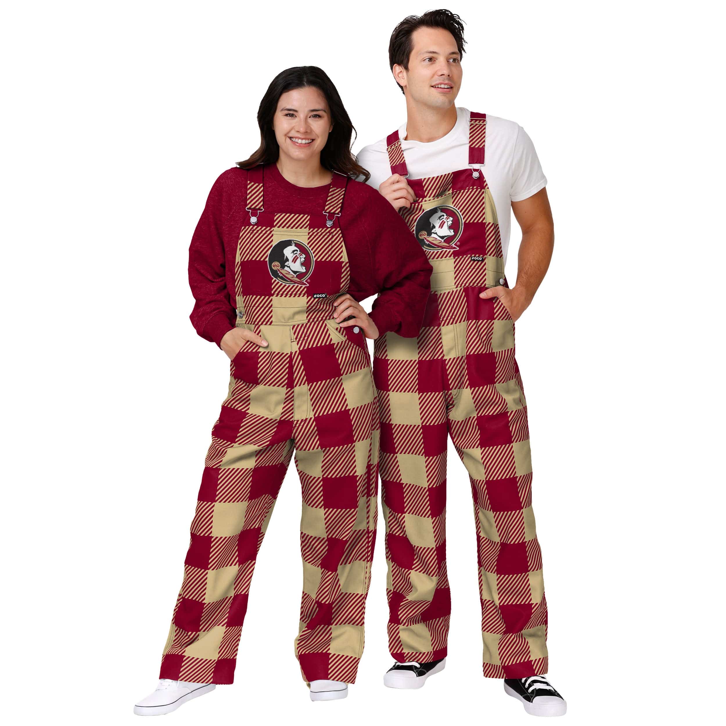 Florida State Seminoles NCAA Mens Plaid Bib Overalls - Image 3