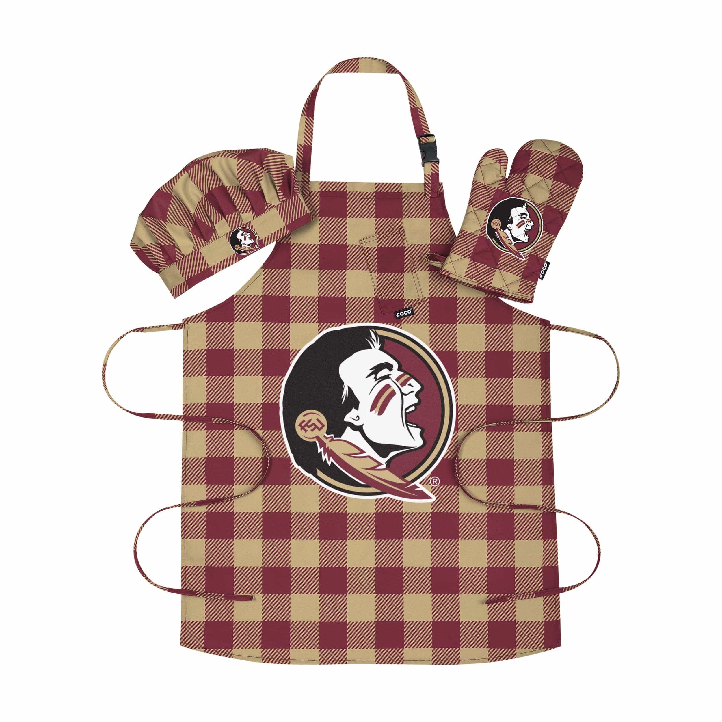 Florida State Seminoles NCAA Plaid Chef Set