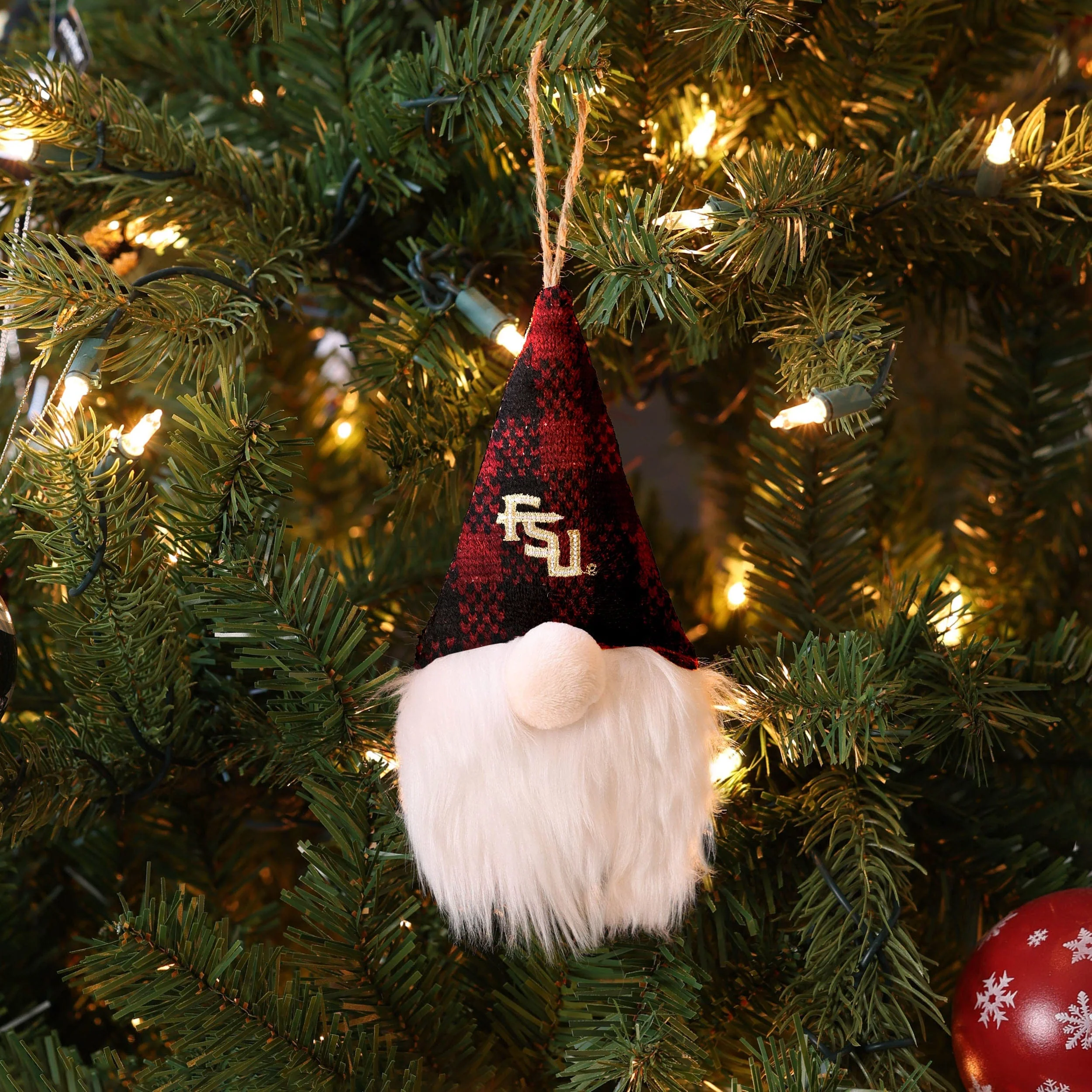 Florida State Seminoles NCAA Plaid Hat Plush Gnome Ornament - Image 3