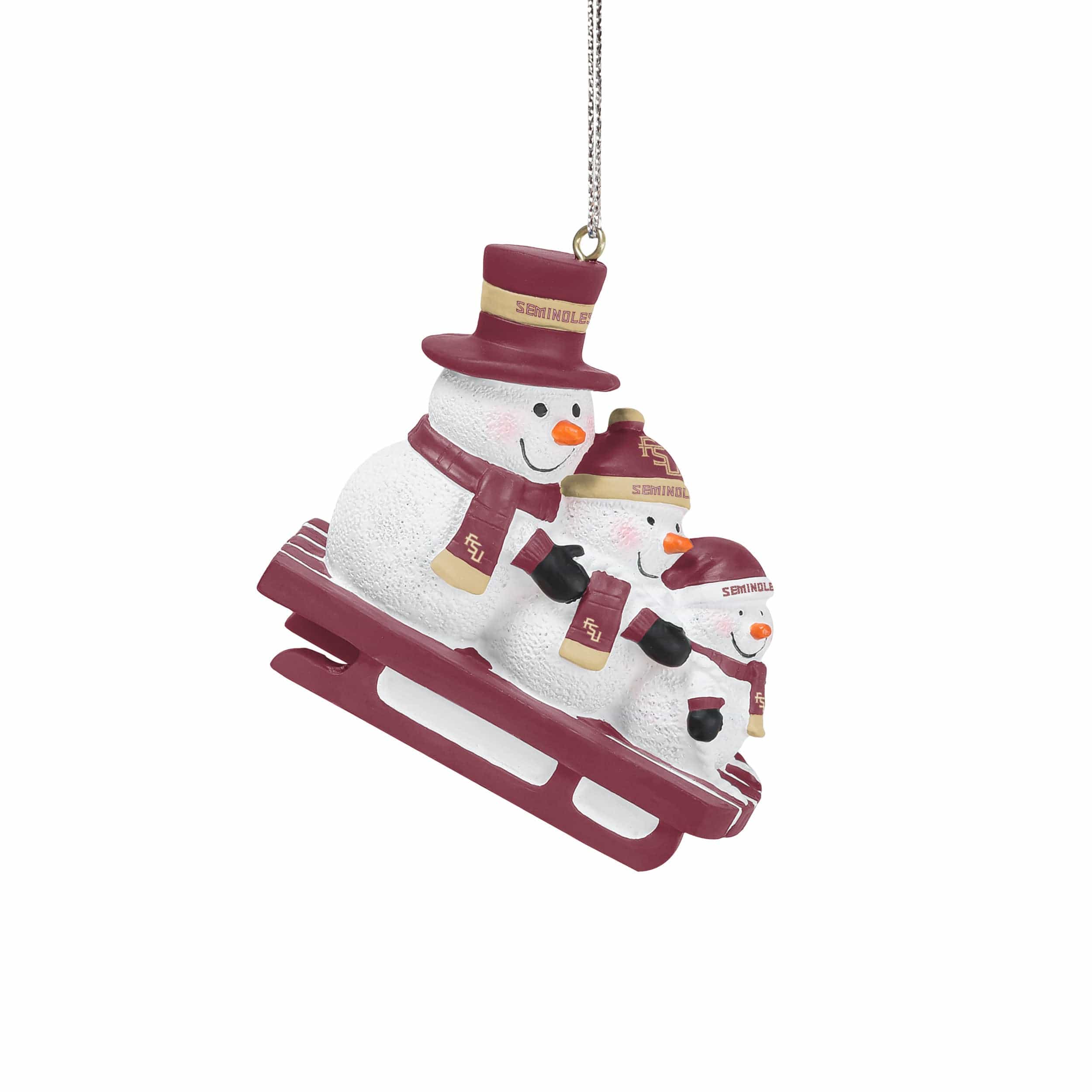 Florida State Seminoles NCAA Sledding Snowmen Ornament - Image 2