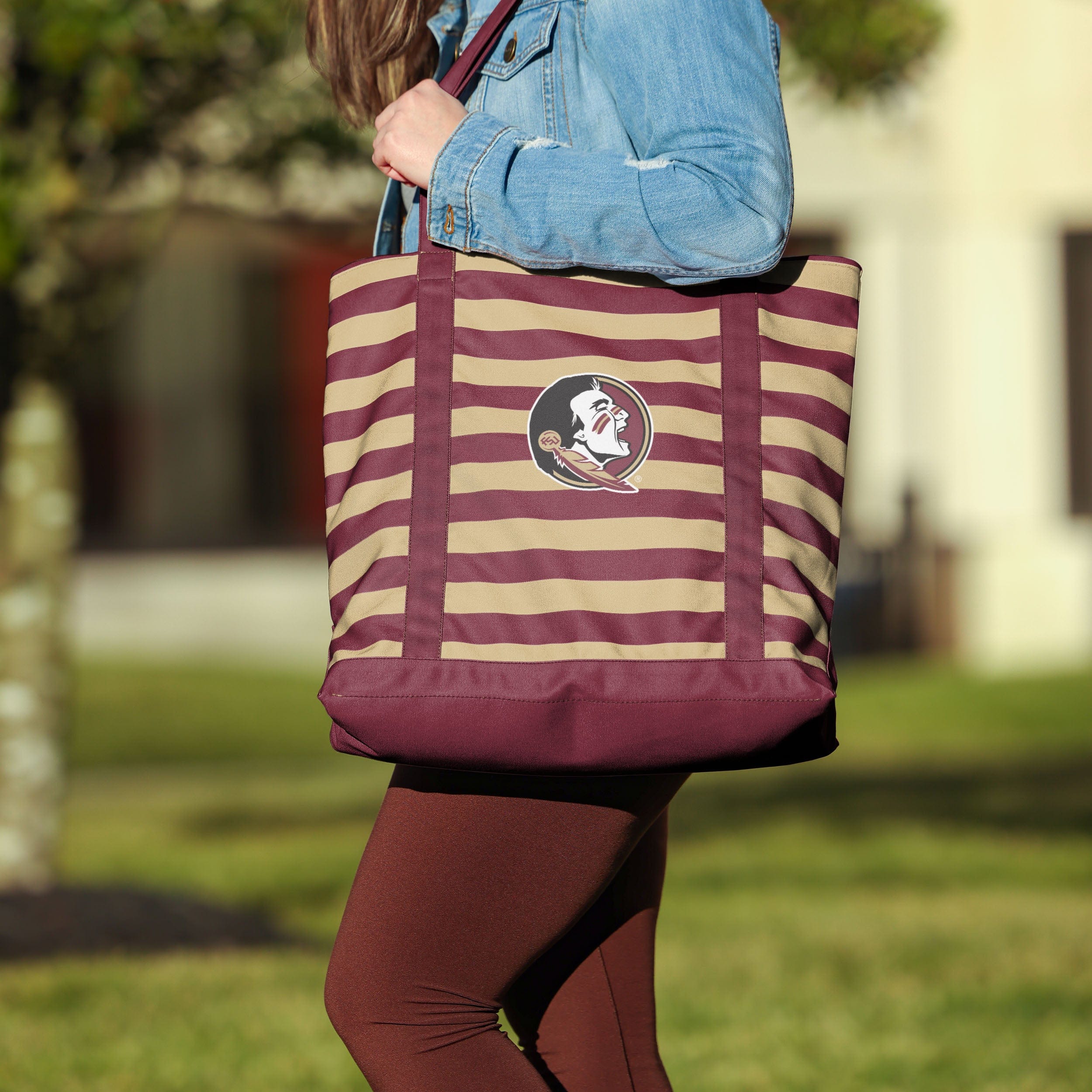 Florida State Seminoles NCAA Team Stripe Canvas Tote Bag - Image 3