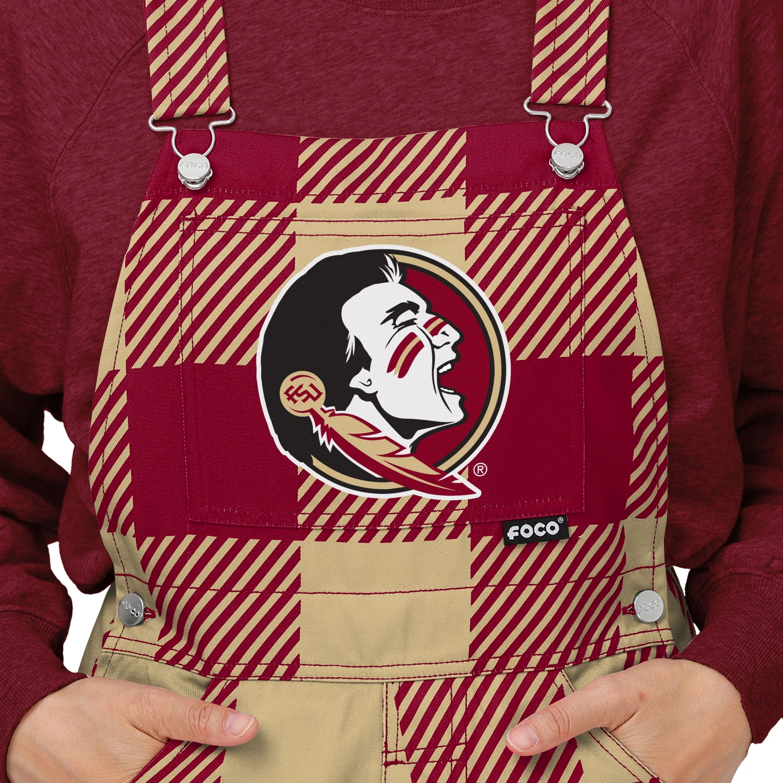 Florida State Seminoles NCAA Womens Plaid Bib Overalls - Image 4