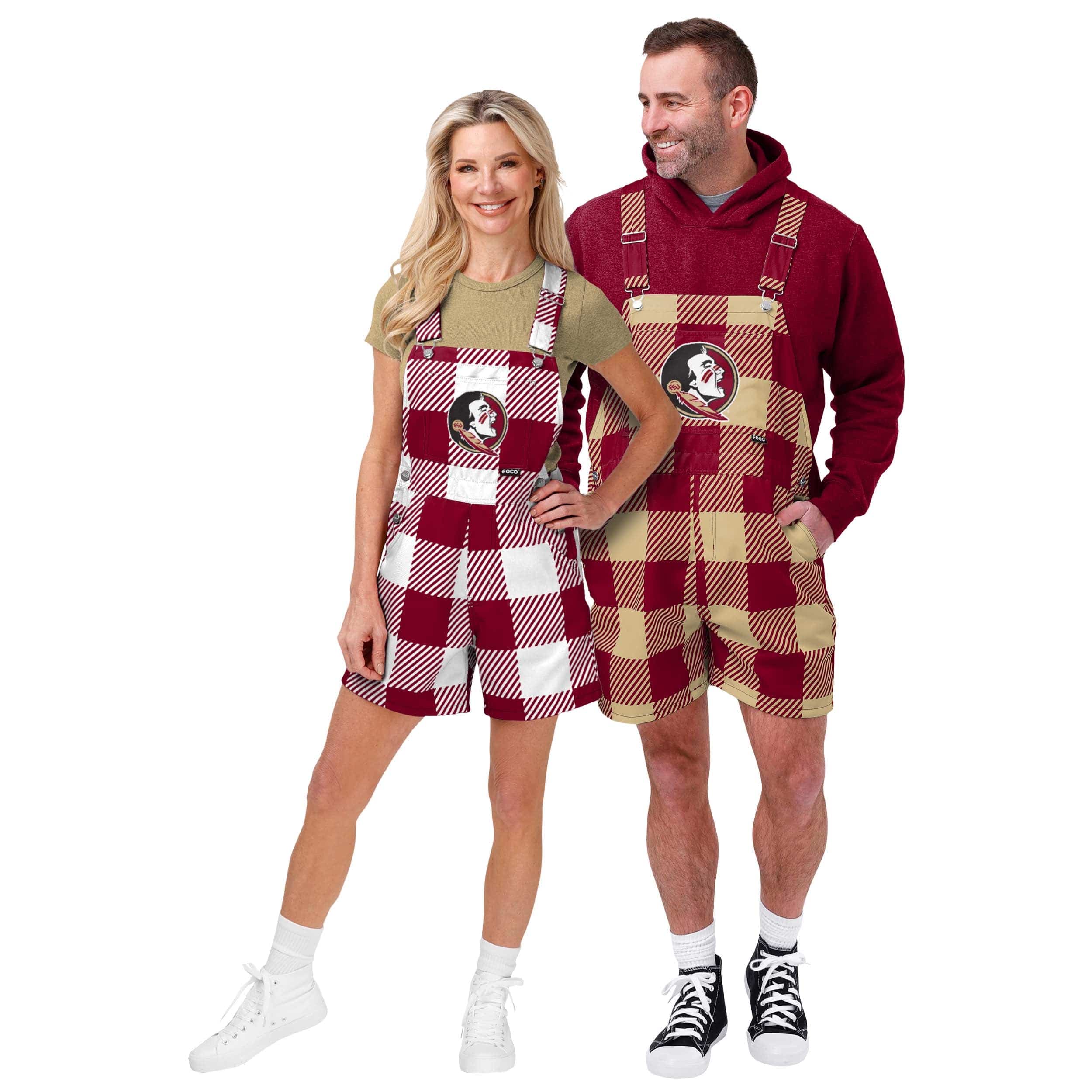 Florida State Seminoles NCAA Womens Plaid Bib Shortalls - Image 3