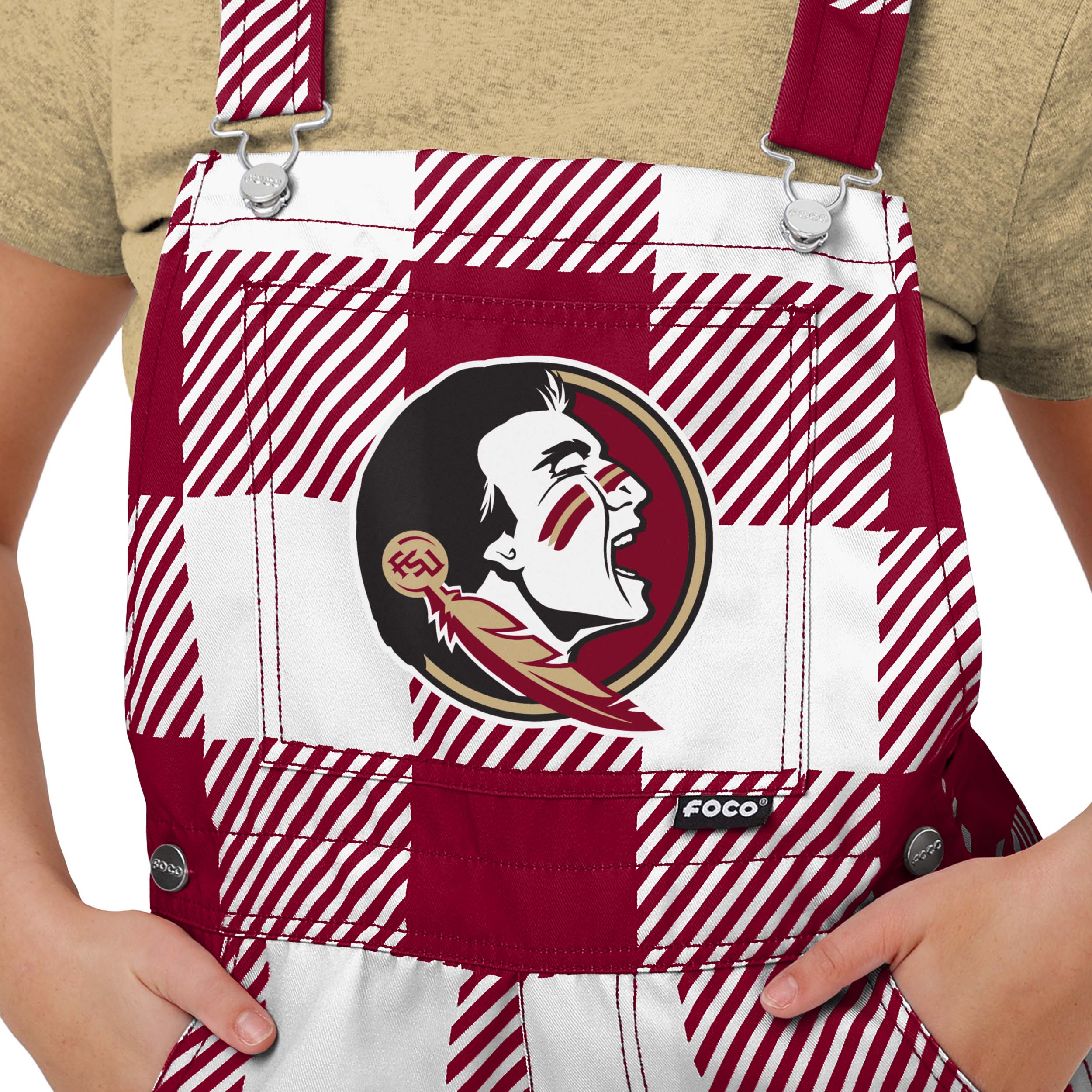 Florida State Seminoles NCAA Womens Plaid Bib Shortalls - Image 4