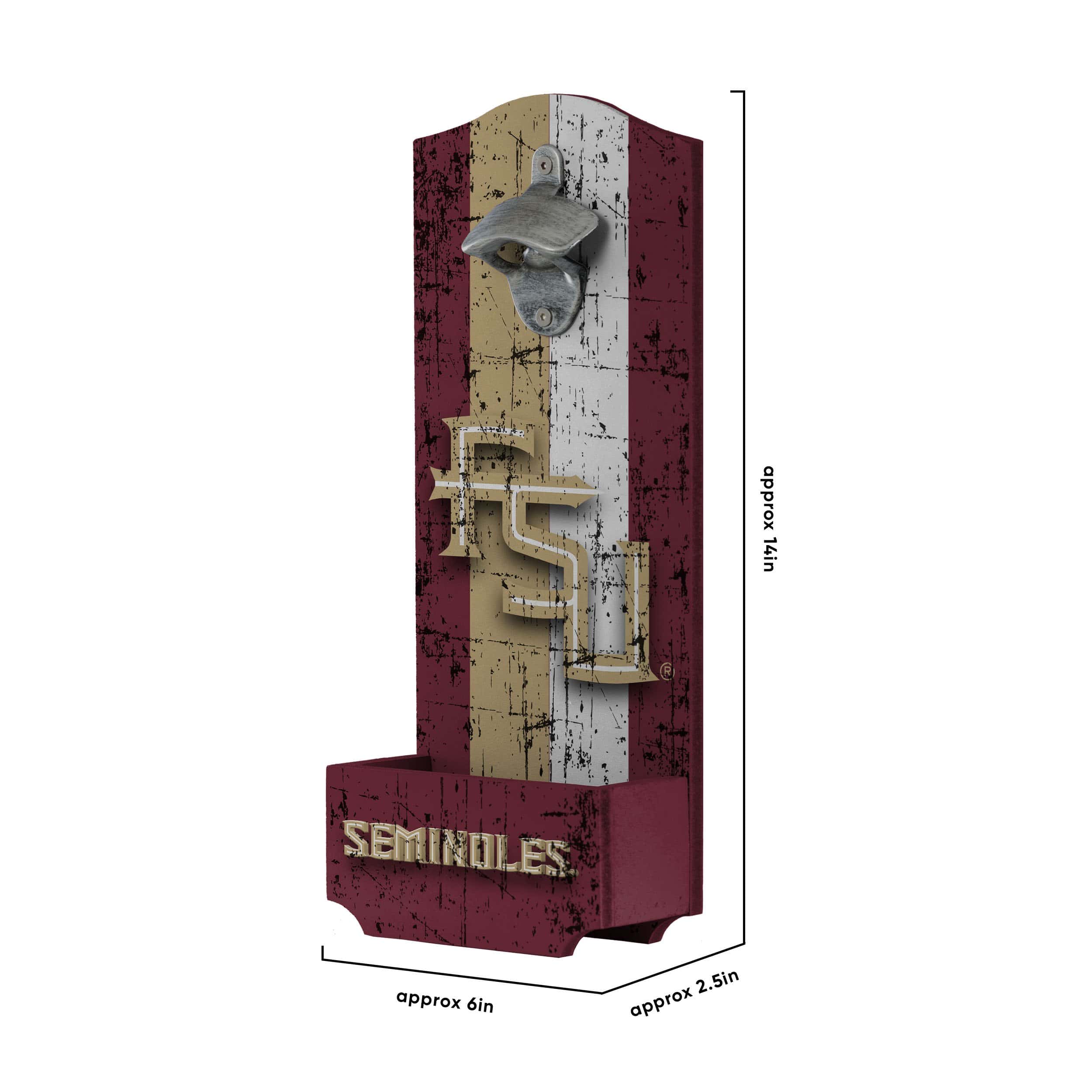 Florida State Seminoles NCAA Wooden Bottle Cap Opener Sign - Image 5