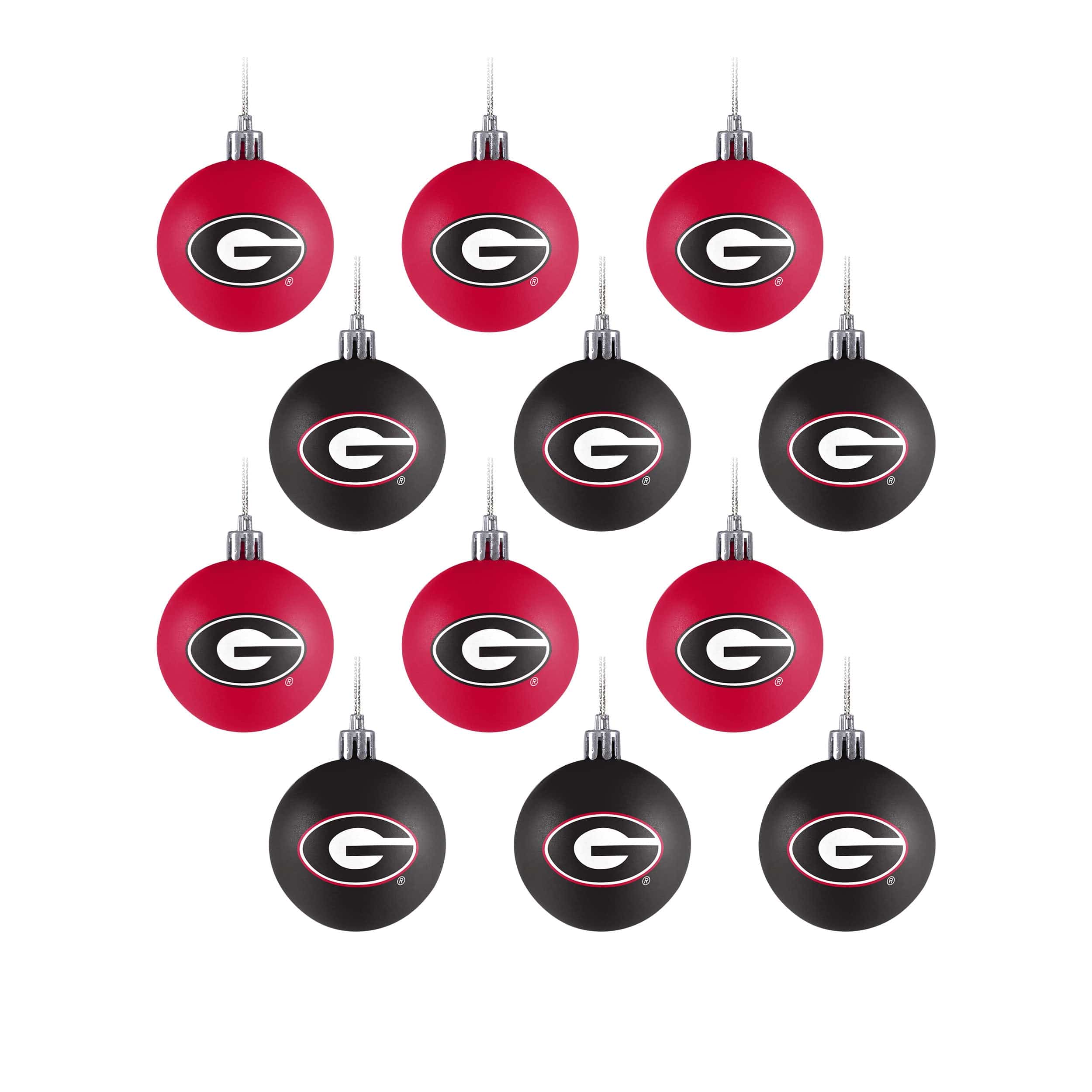 Georgia Bulldogs NCAA 12 Pack Plastic Ball Ornament Set