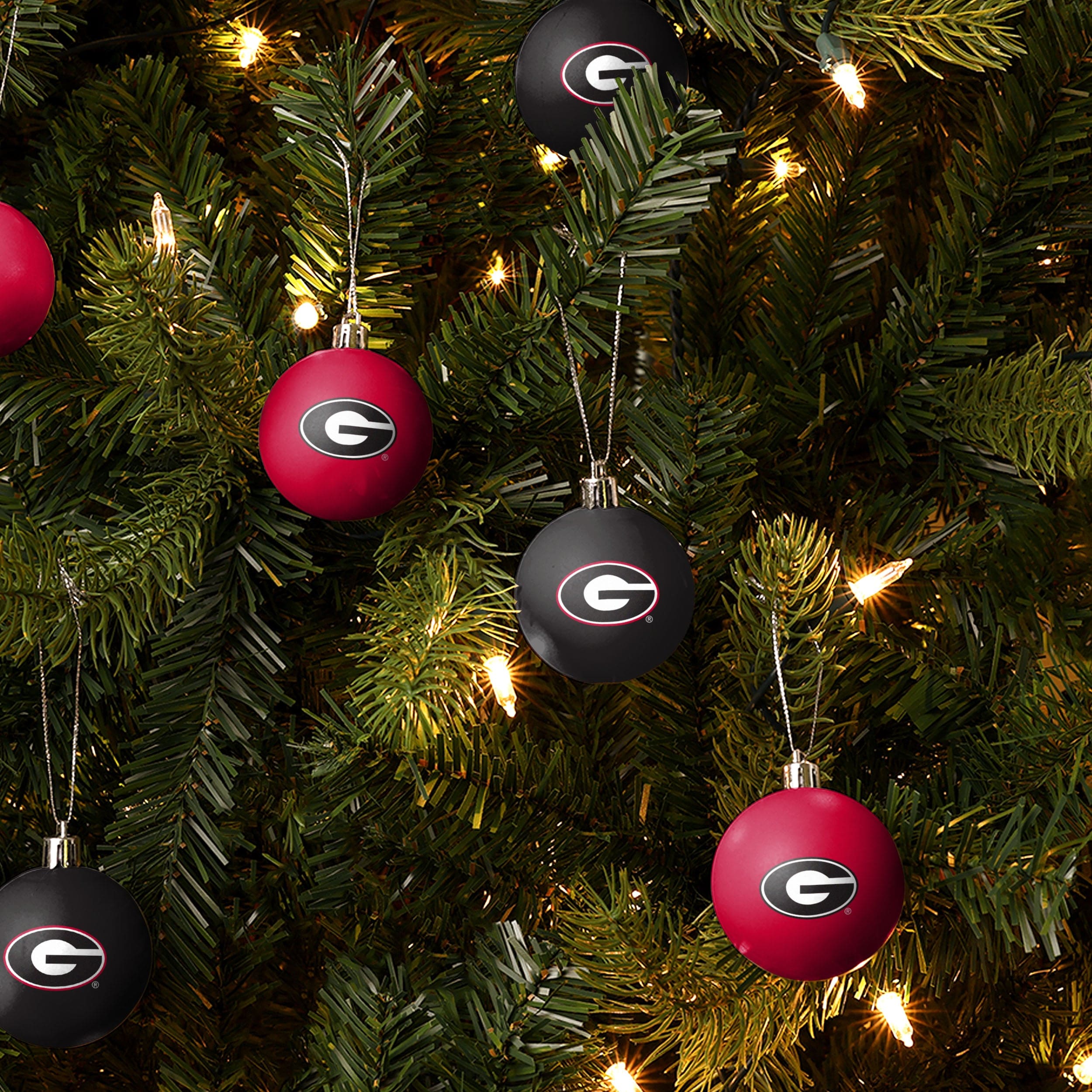 Georgia Bulldogs NCAA 12 Pack Plastic Ball Ornament Set - Image 2