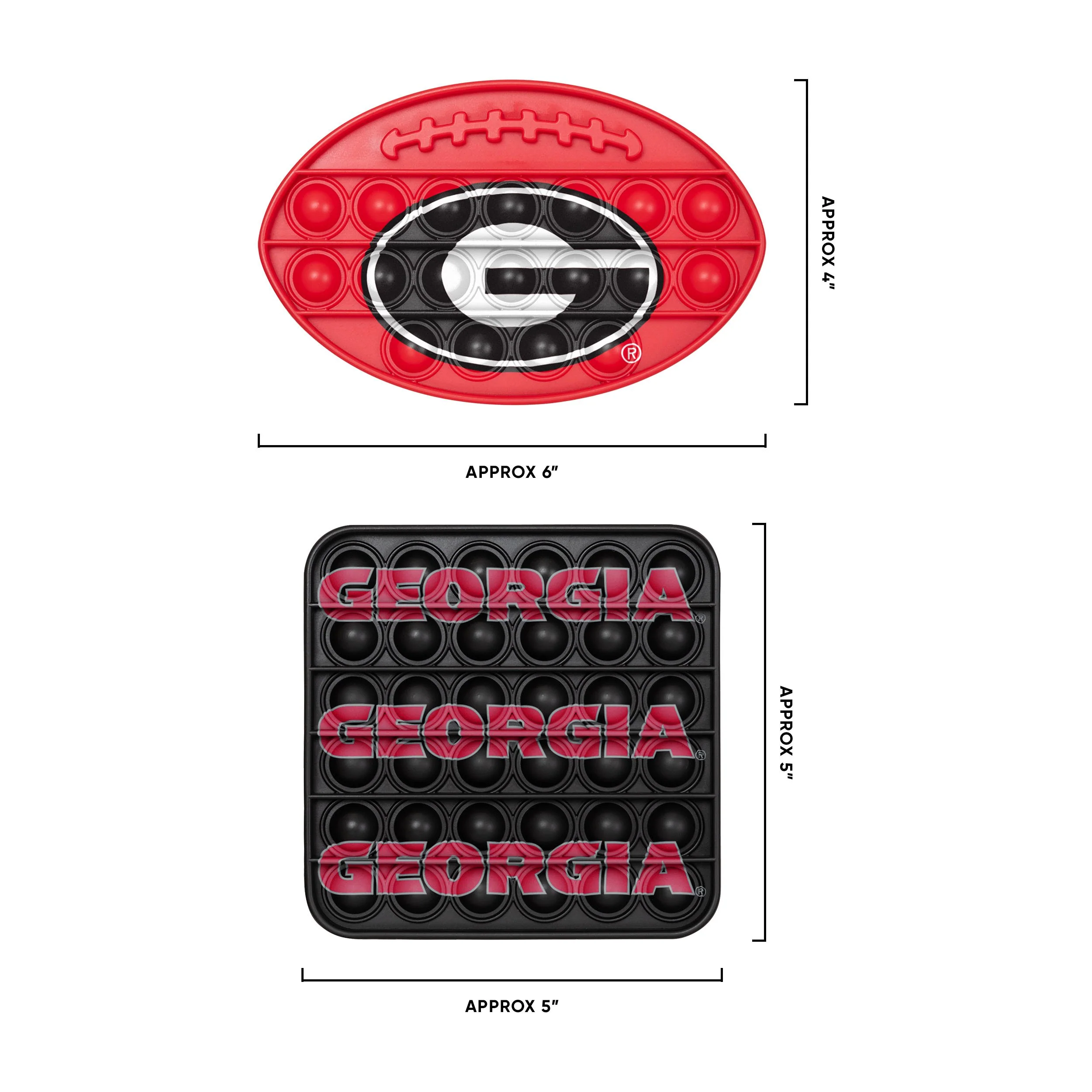 Georgia Bulldogs NCAA 2 Pack Ball & Square Push-Itz Fidget - Image 2
