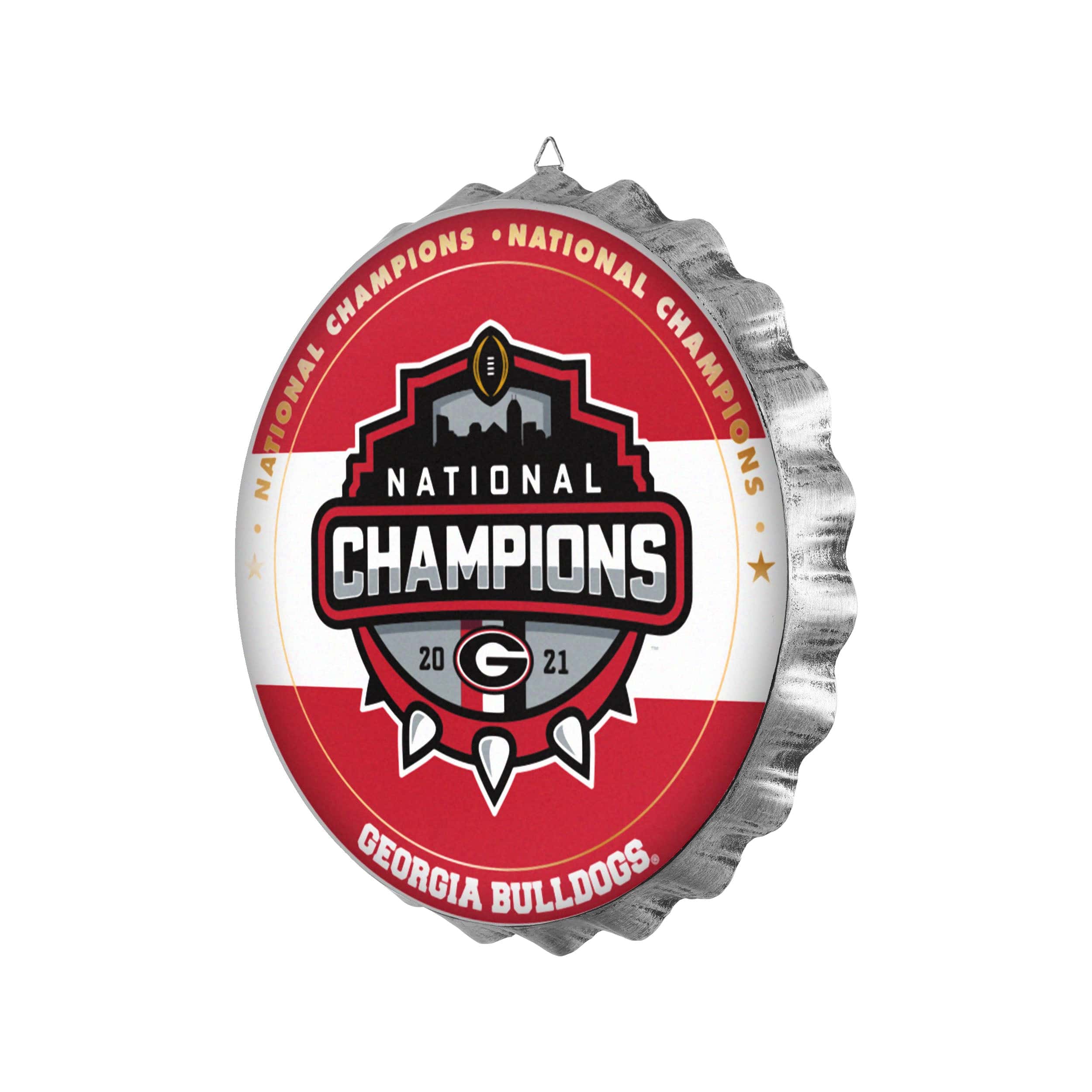 Georgia Bulldogs NCAA 2021 Football National Champions Metal Distressed Bottlecap Wall Sign - Image 2