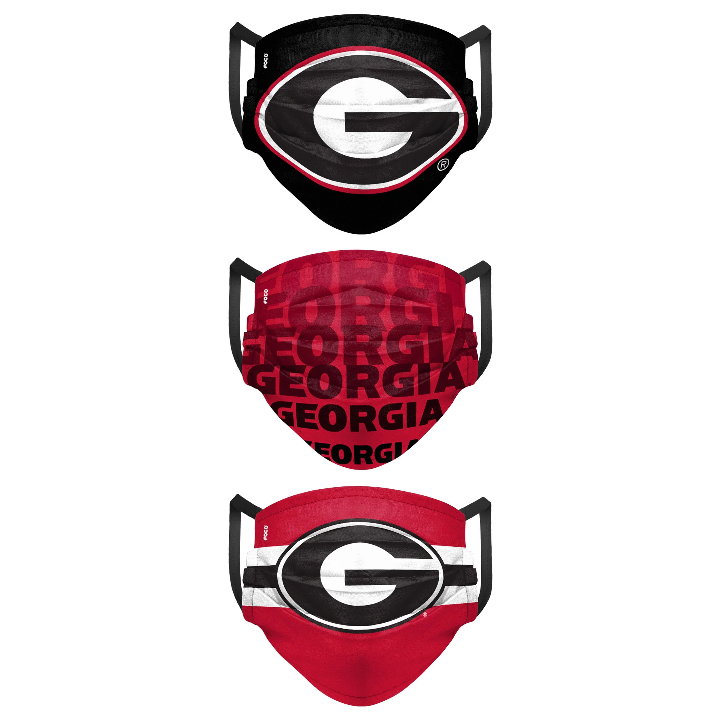 Georgia Bulldogs NCAA Mens Matchday 3 Pack Face Cover - Image 2