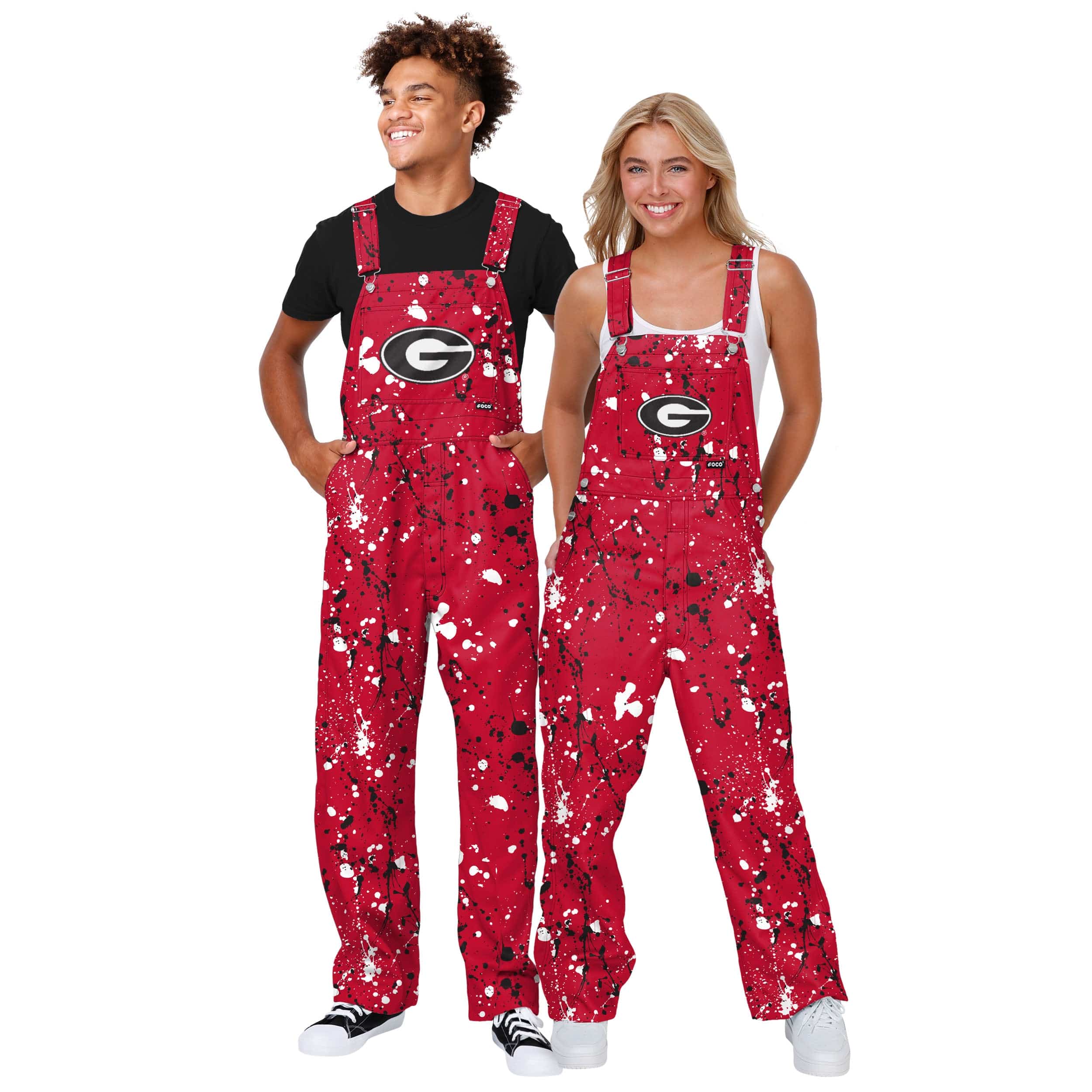 Georgia Bulldogs NCAA Mens Paint Splatter Bib Overalls - Image 3