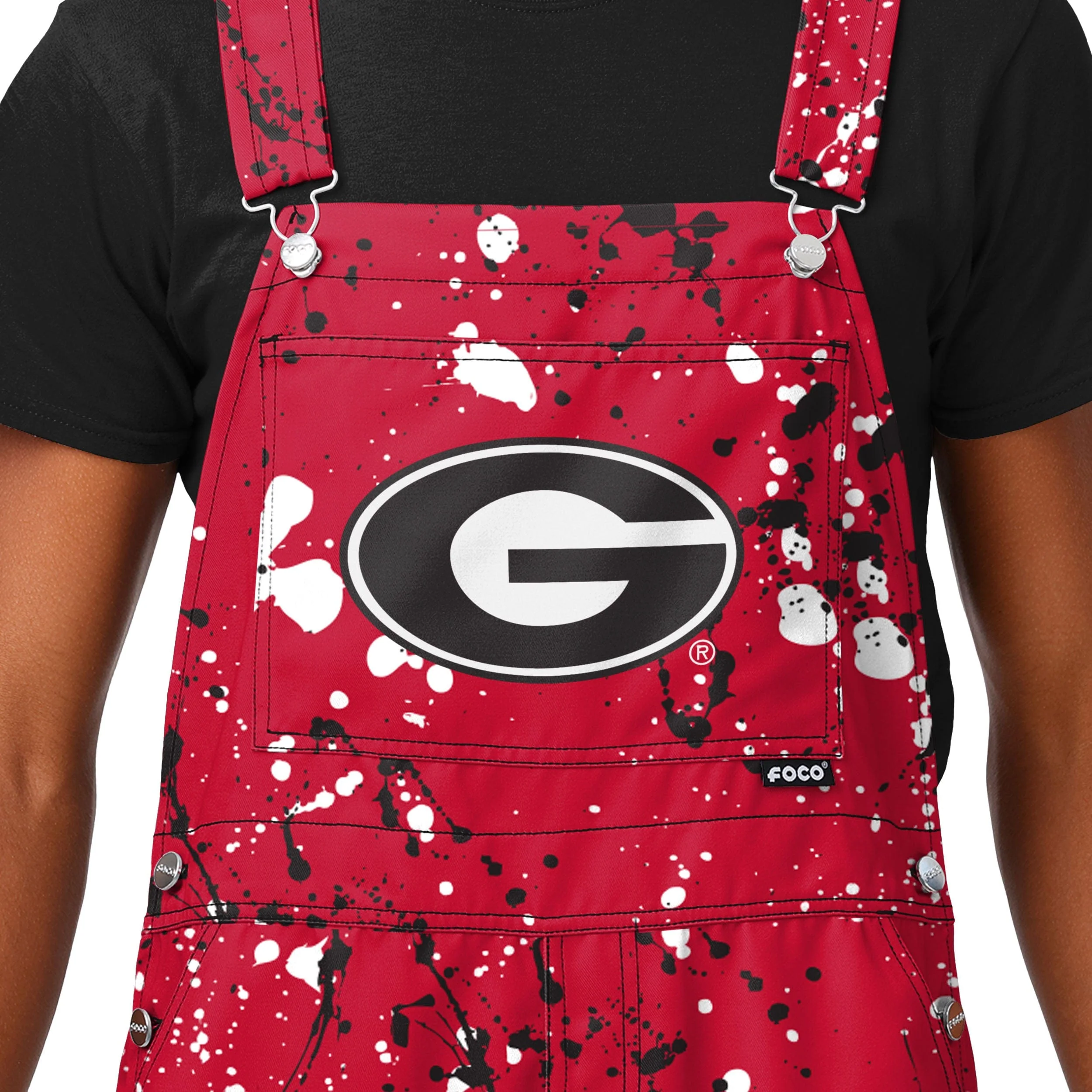 Georgia Bulldogs NCAA Mens Paint Splatter Bib Overalls - Image 4
