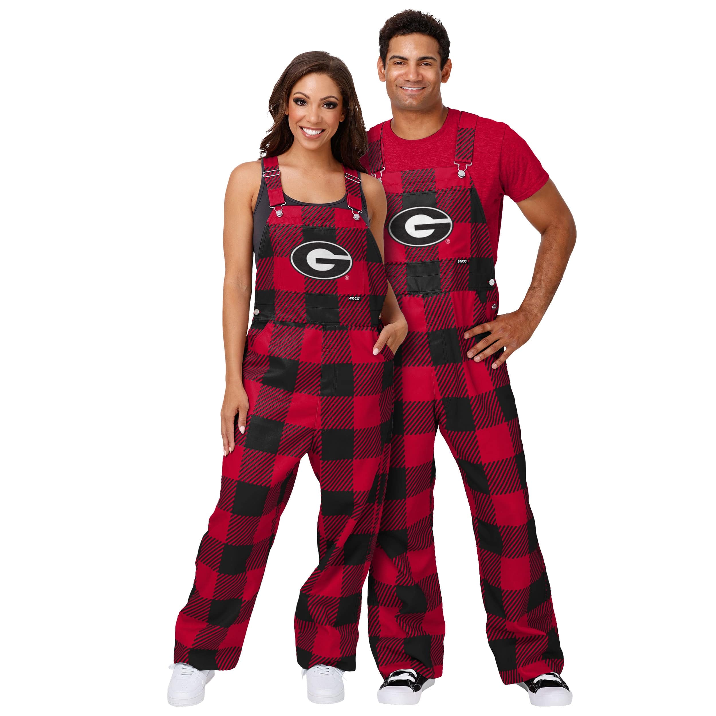 Georgia Bulldogs NCAA Mens Plaid Bib Overalls - Image 3