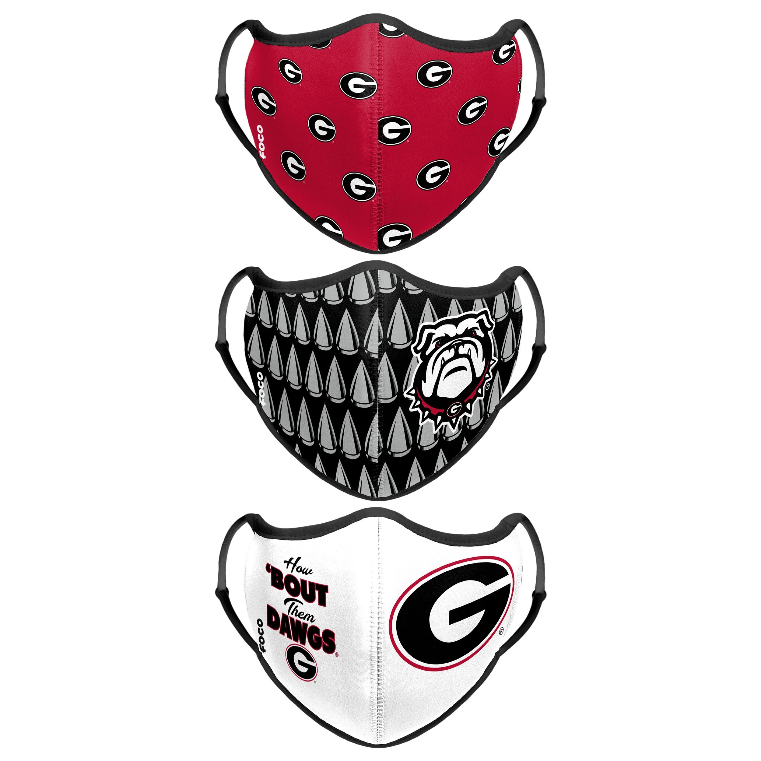Georgia Bulldogs NCAA Thematic Sport 3 Pack Face Cover