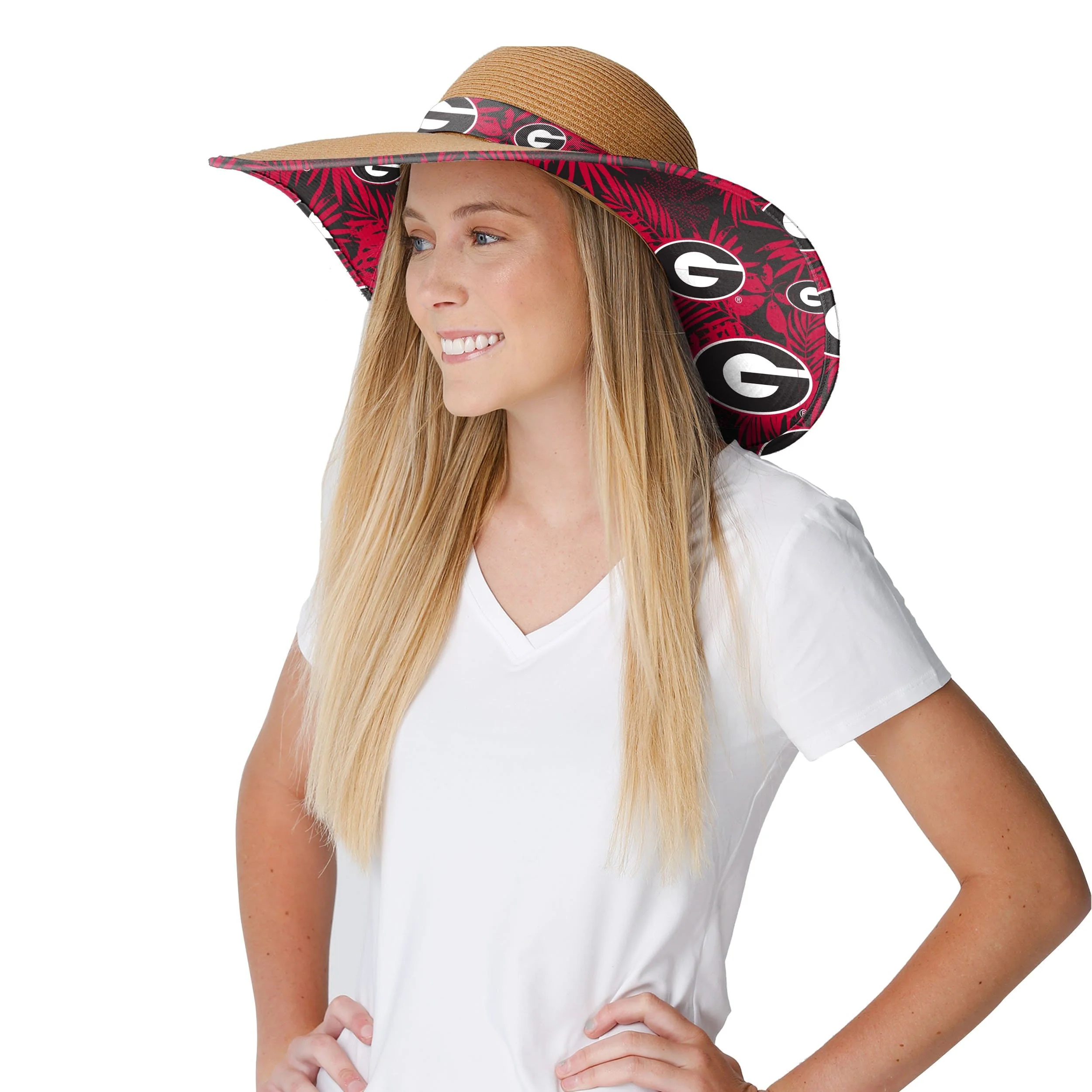 Georgia Bulldogs NCAA Womens Floral Straw Hat - Image 3