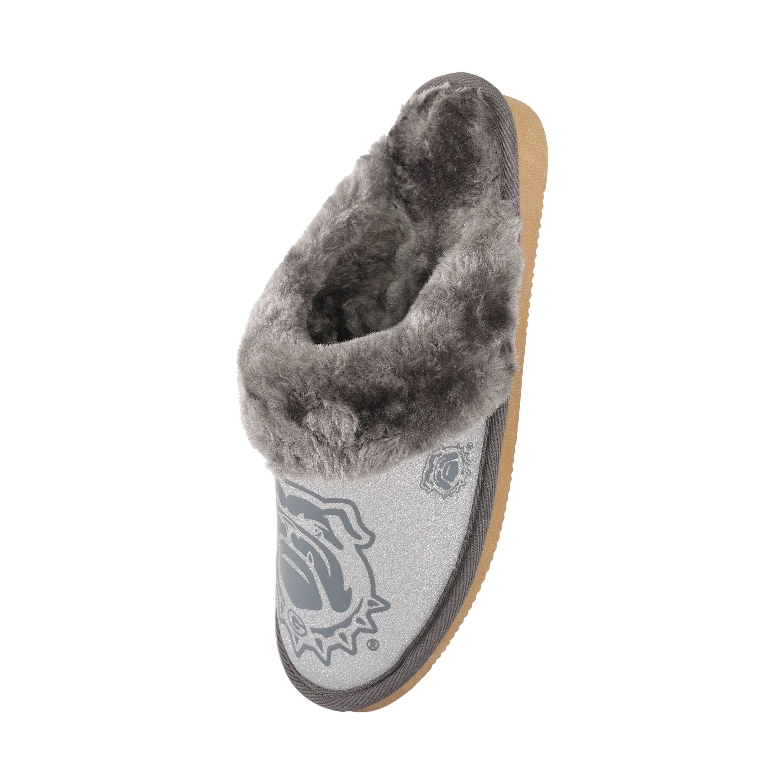 Georgia Bulldogs NCAA Womens Glitter Open Back Fur Moccasin Slippers - Image 3