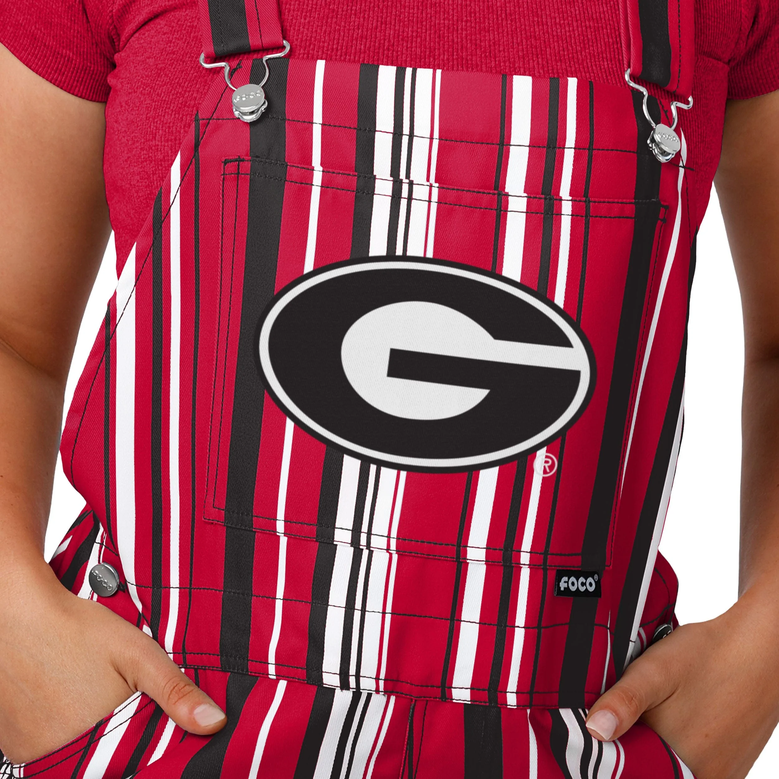 Georgia Bulldogs NCAA Womens Hyper Stripe Bib Overalls - Image 4