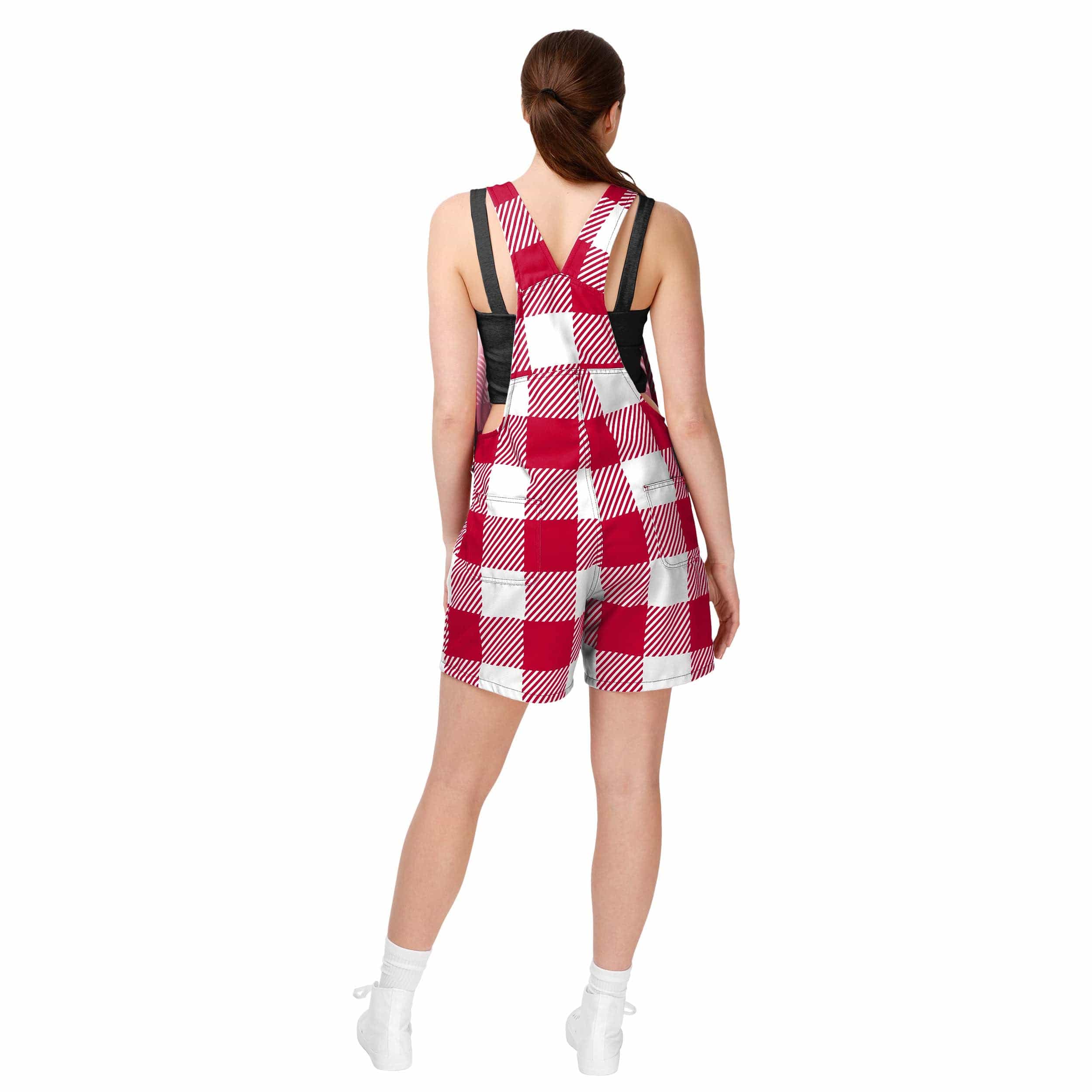 Georgia Bulldogs NCAA Womens Plaid Bib Shortalls - Image 2