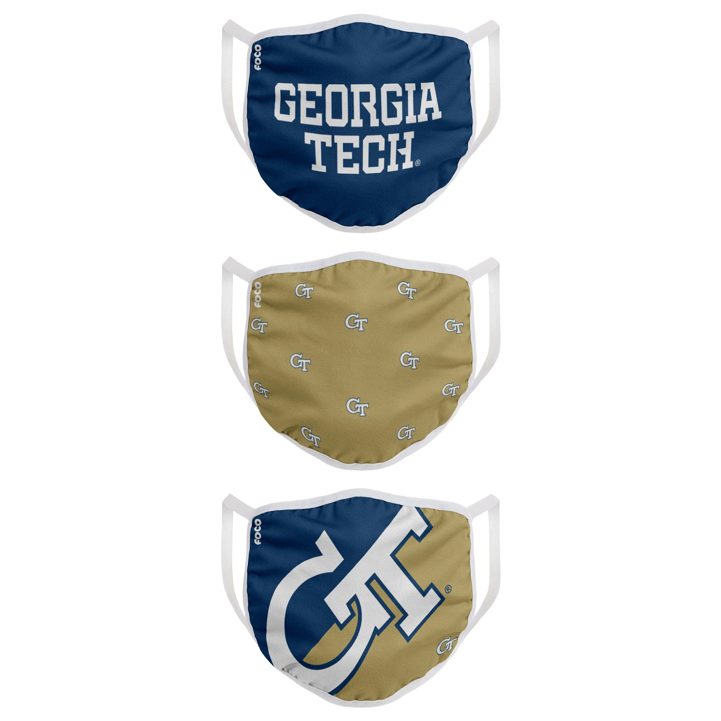 Georgia Tech Yellow Jackets NCAA 3 Pack Face Cover - Image 3