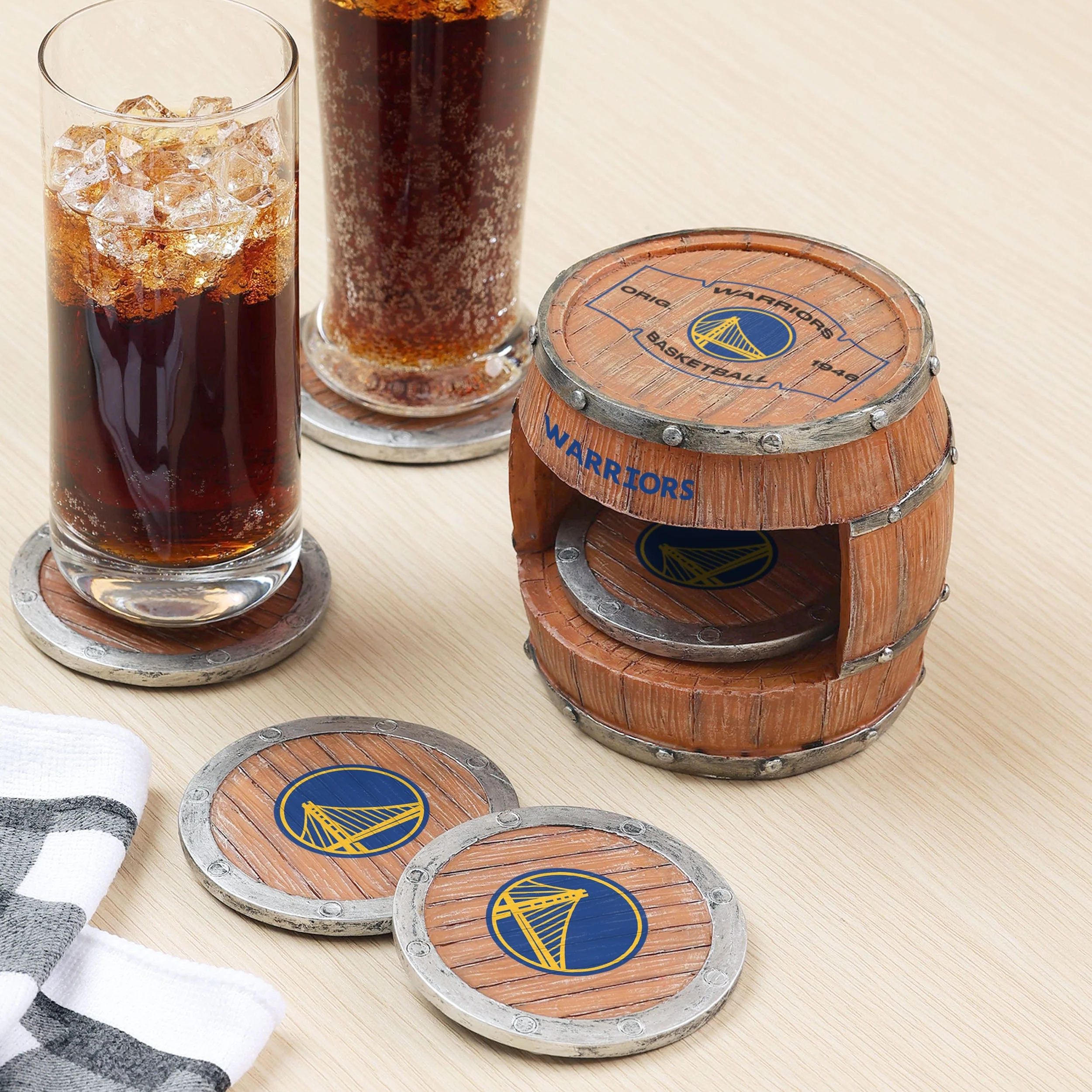Golden State Warriors NBA 5 Pack Barrel Coaster Set - Image 2