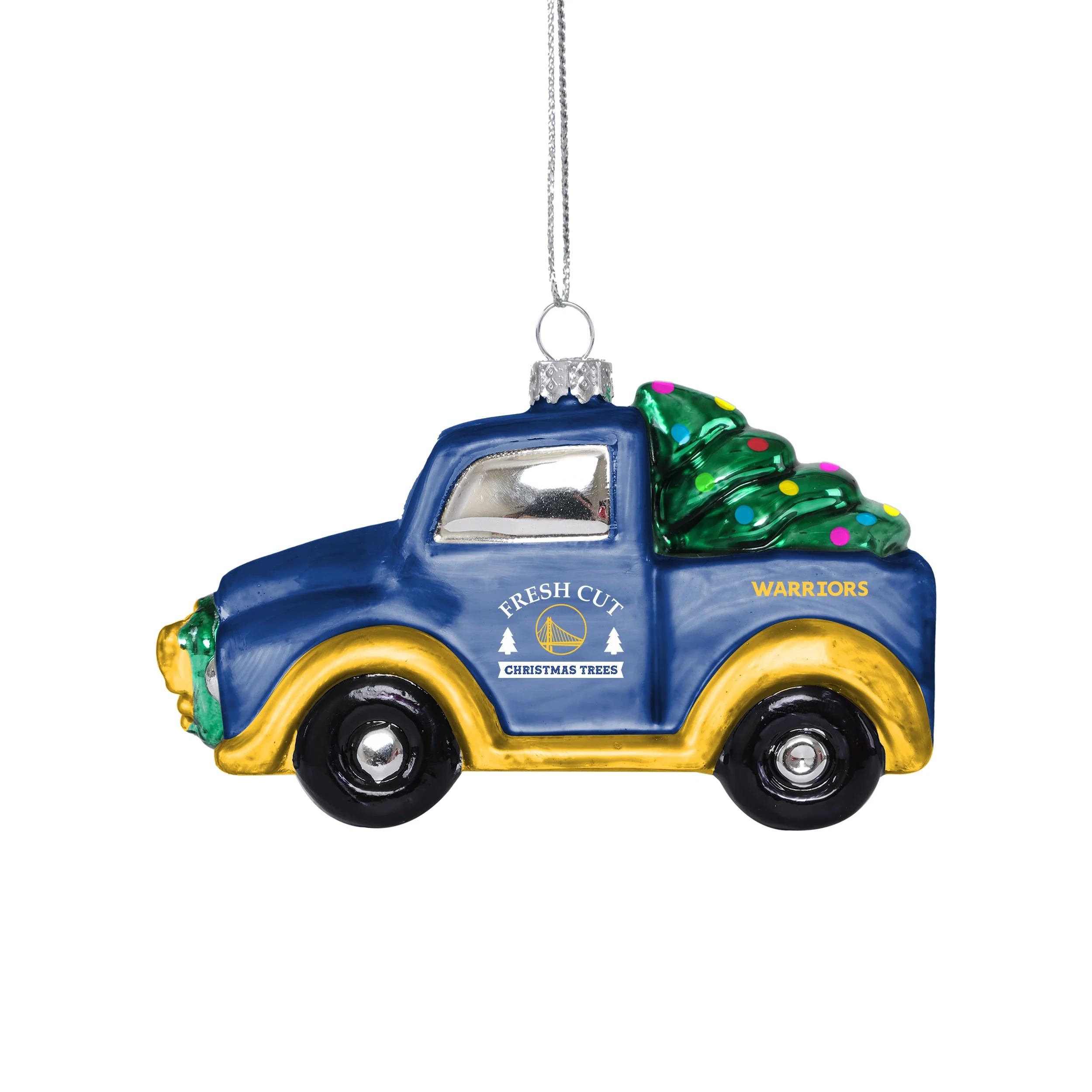 Golden State Warriors NBA Blown Glass Truck Ornament