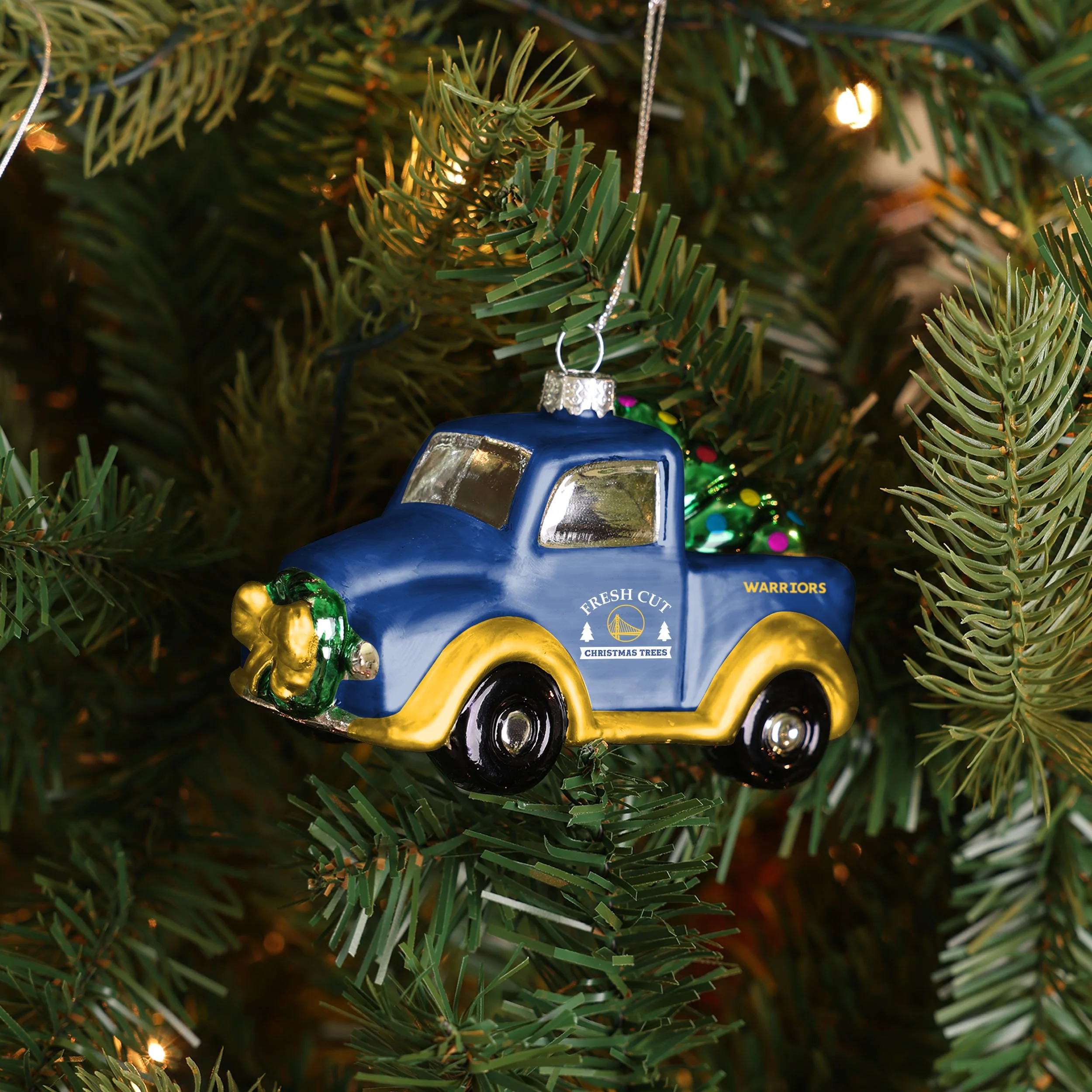 Golden State Warriors NBA Blown Glass Truck Ornament - Image 3