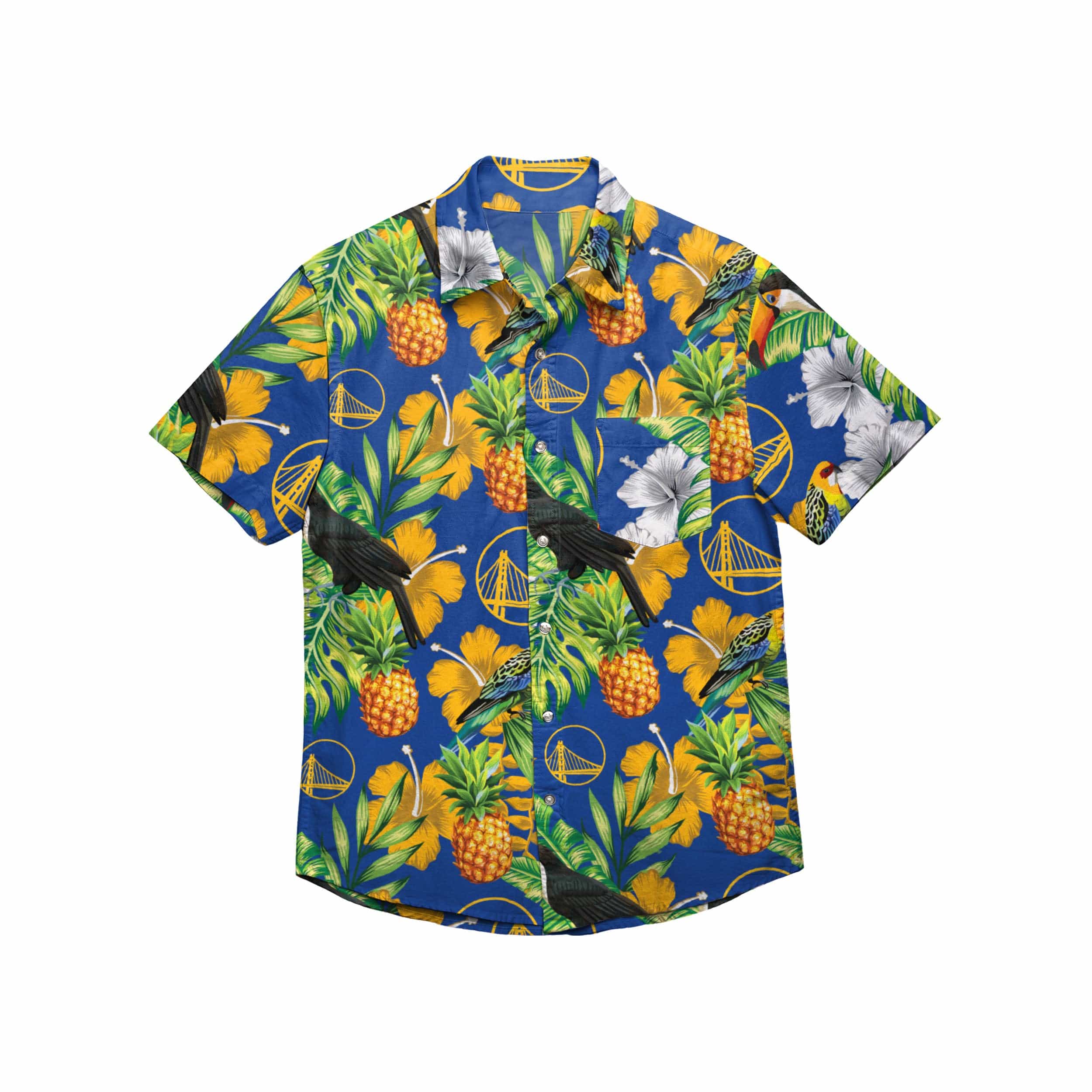 Golden State Warriors NBA Mens Floral Button Up Shirt