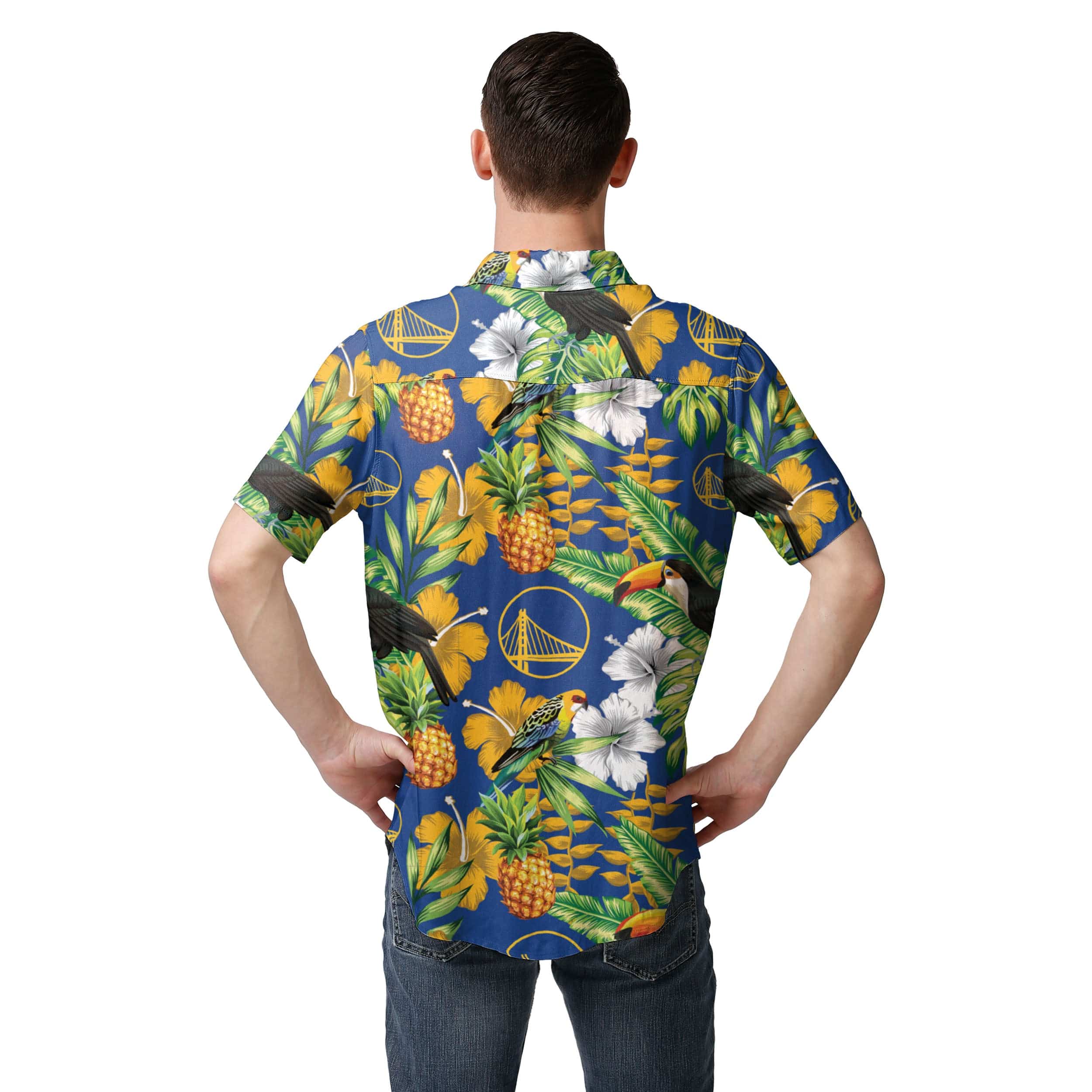 Golden State Warriors NBA Mens Floral Button Up Shirt - Image 3
