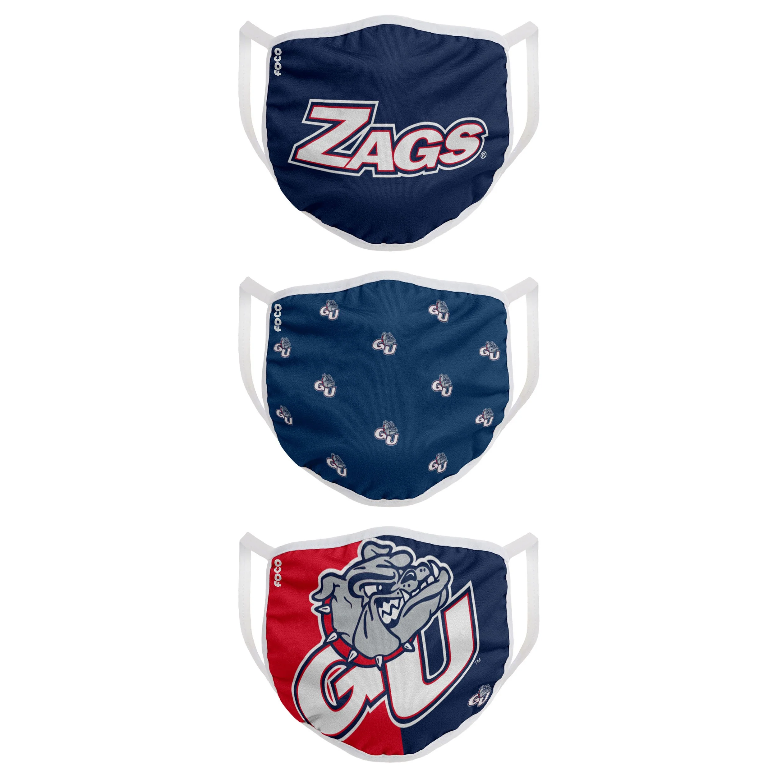 Gonzaga Bulldogs NCAA 3 Pack Face Cover - Image 2