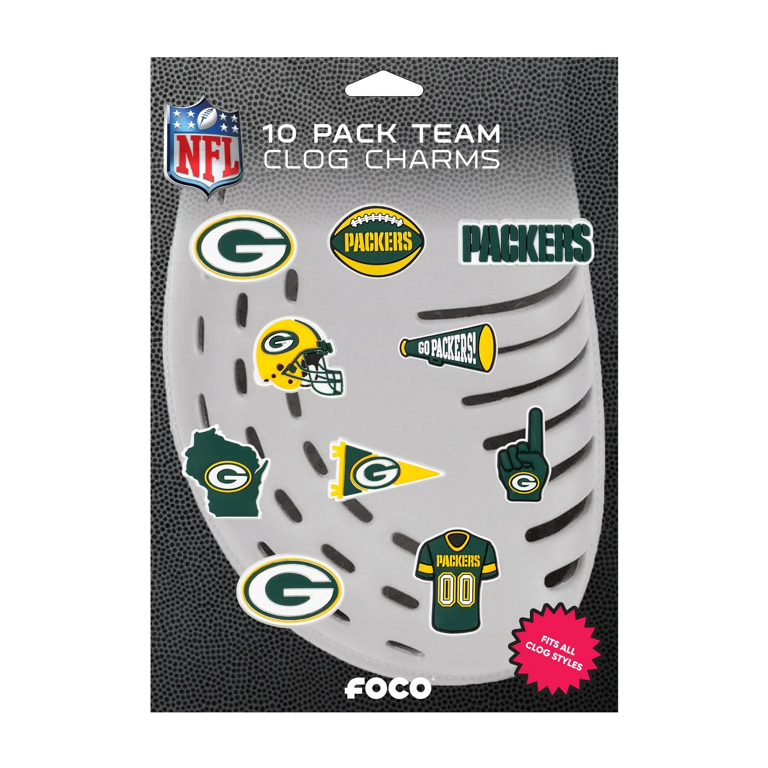Green Bay Packers NFL 10 Pack Team Clog Charms - Image 5