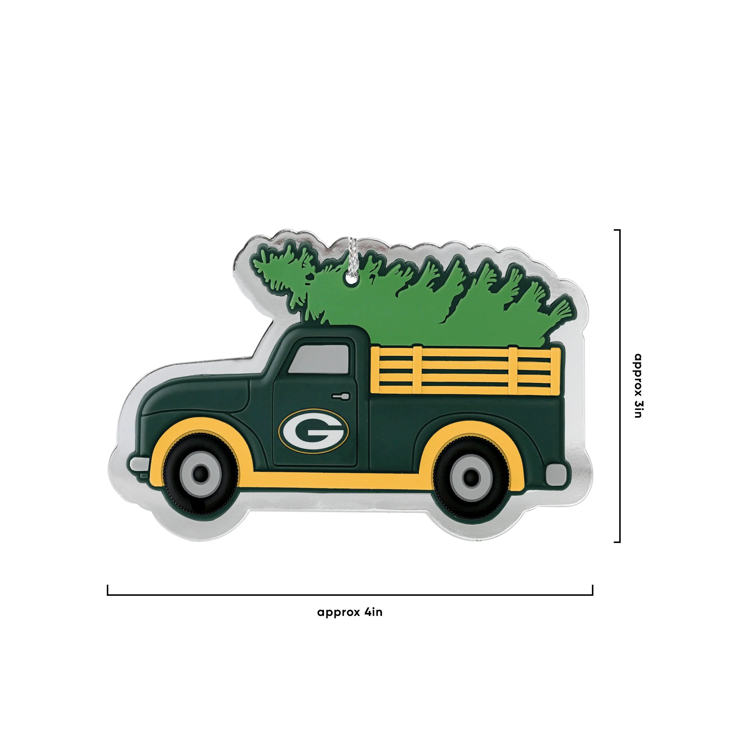 Green Bay Packers NFL 2 Pack Flat Metal Truck Ornaments - Image 3