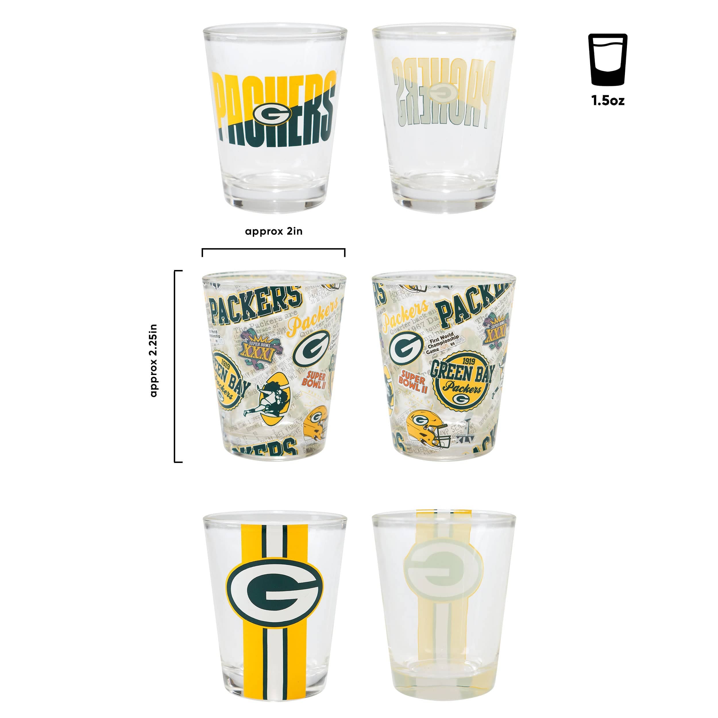 Green Bay Packers NFL 3 Pack Shot Glass - Image 3