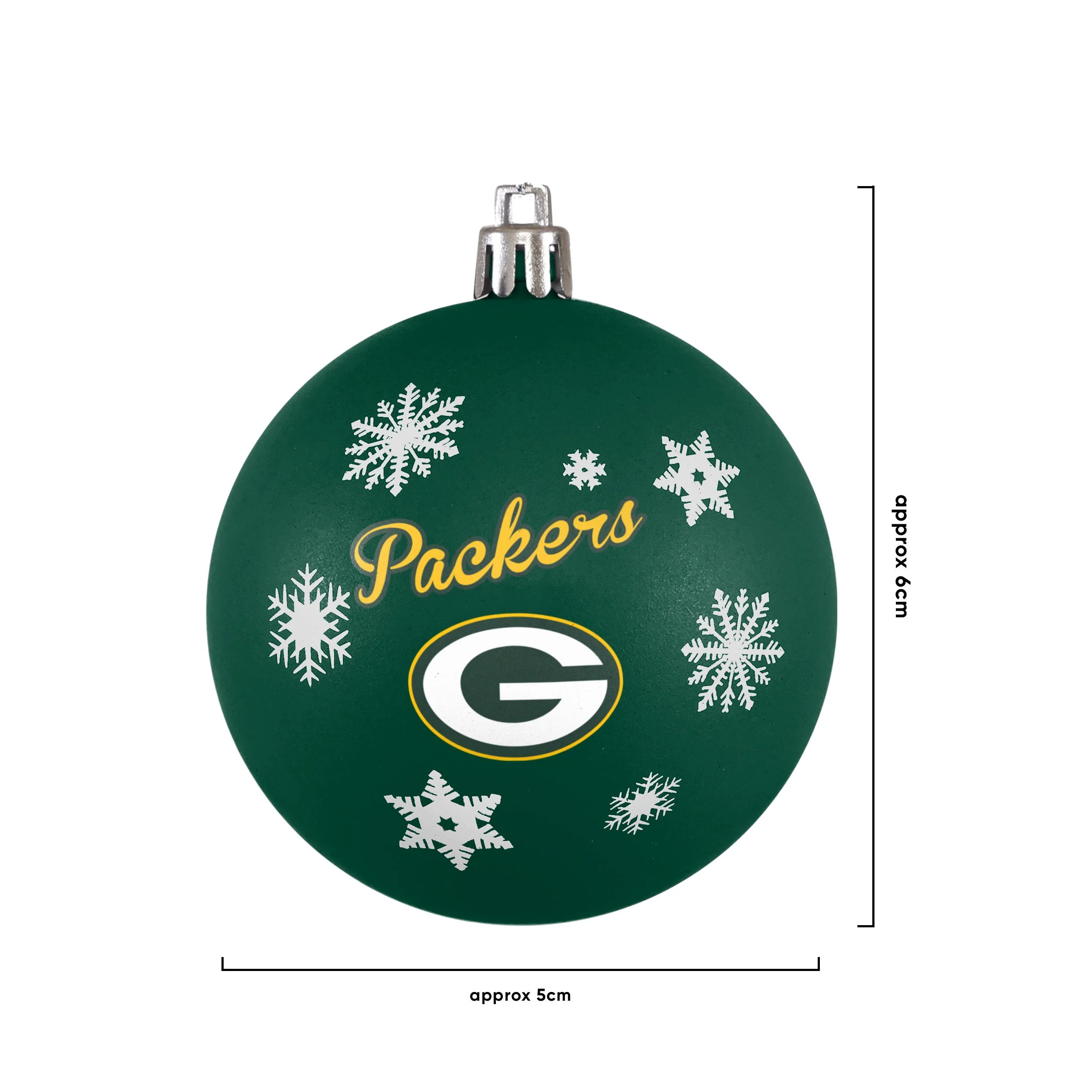 Green Bay Packers NFL 5 Pack Shatterproof Ball Ornament Set - Image 3