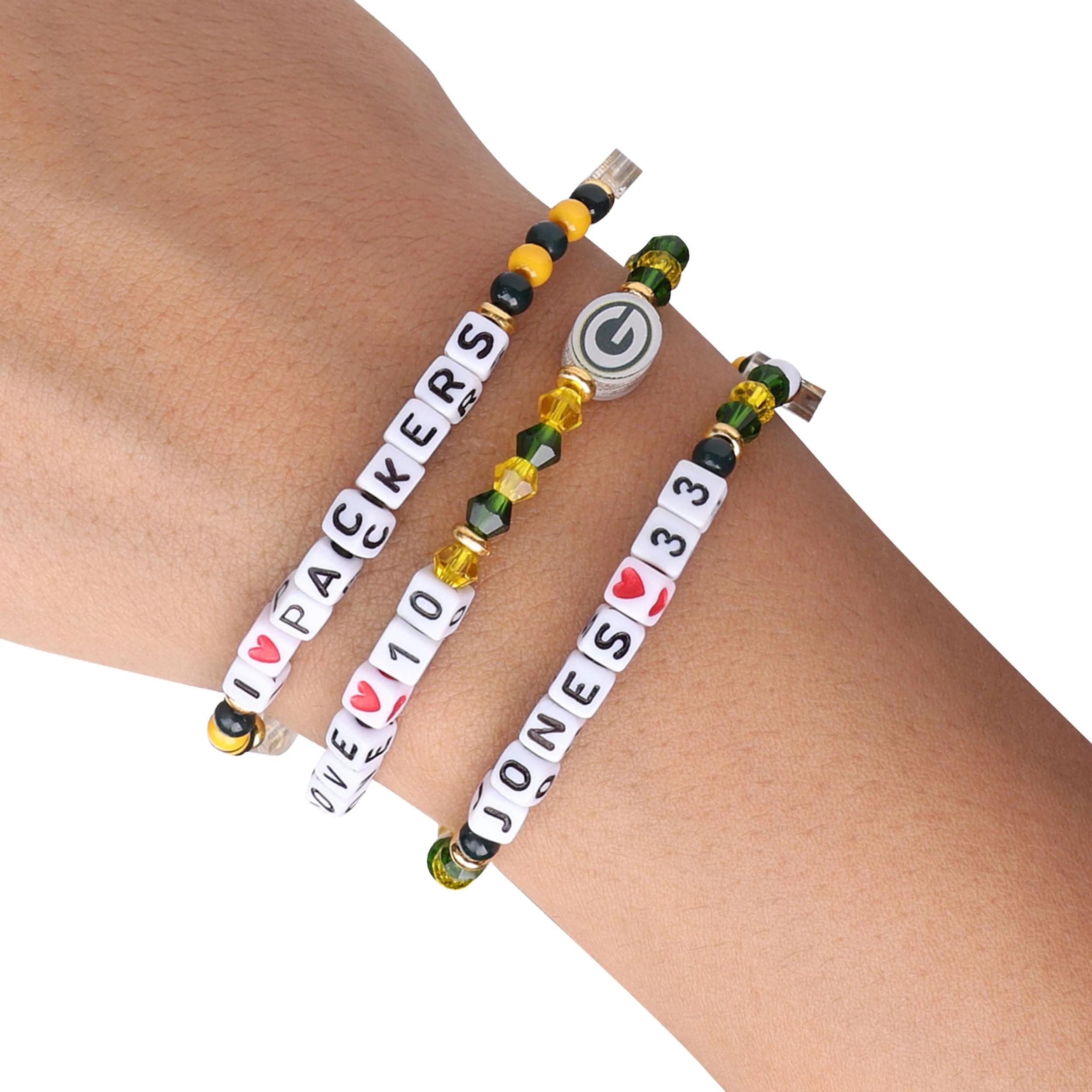 Green Bay Packers NFL Aaron Jones & Jordan Love 3 Pack Player Friendship Bracelet - Image 4