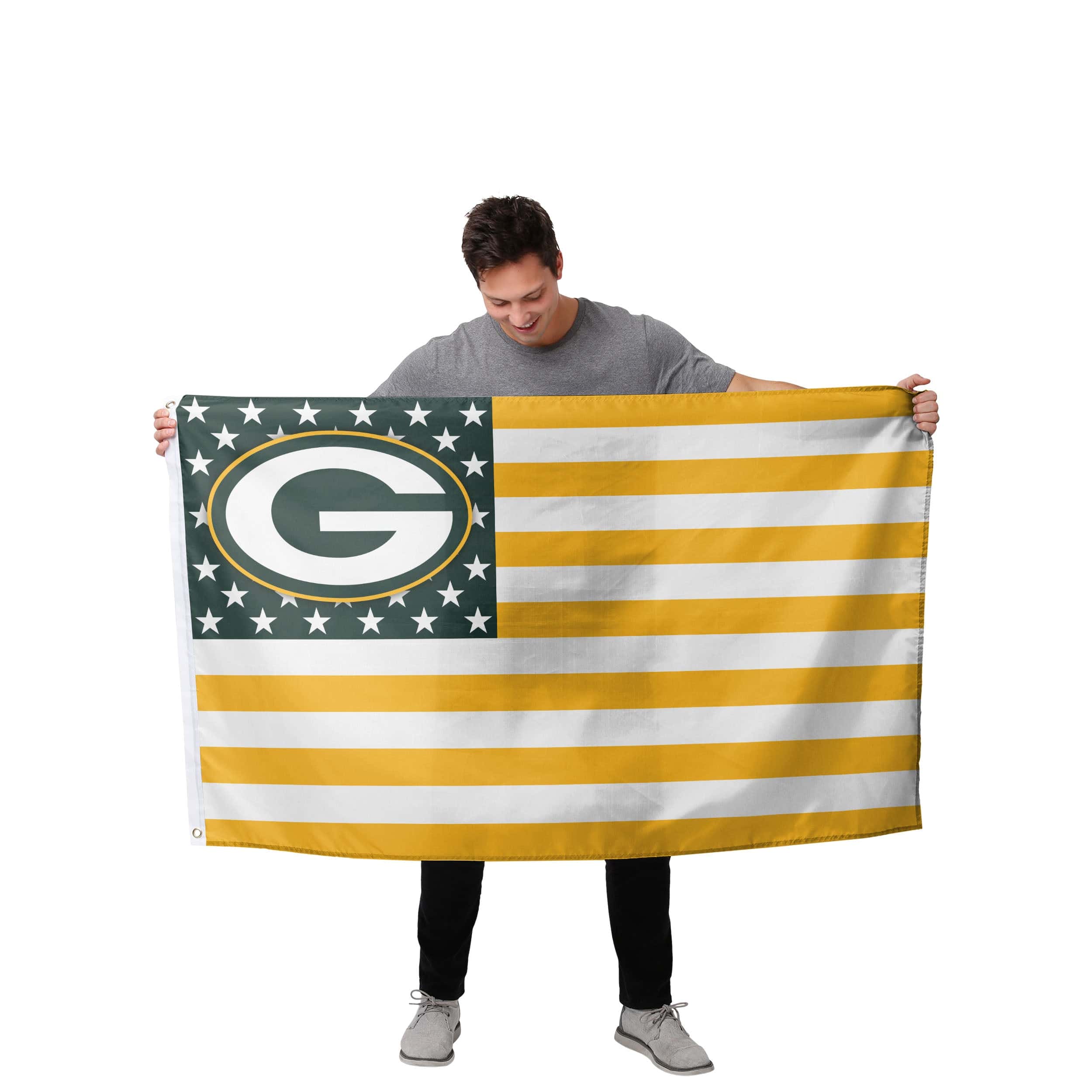Green Bay Packers NFL American Stars Horizontal Flag - Image 2
