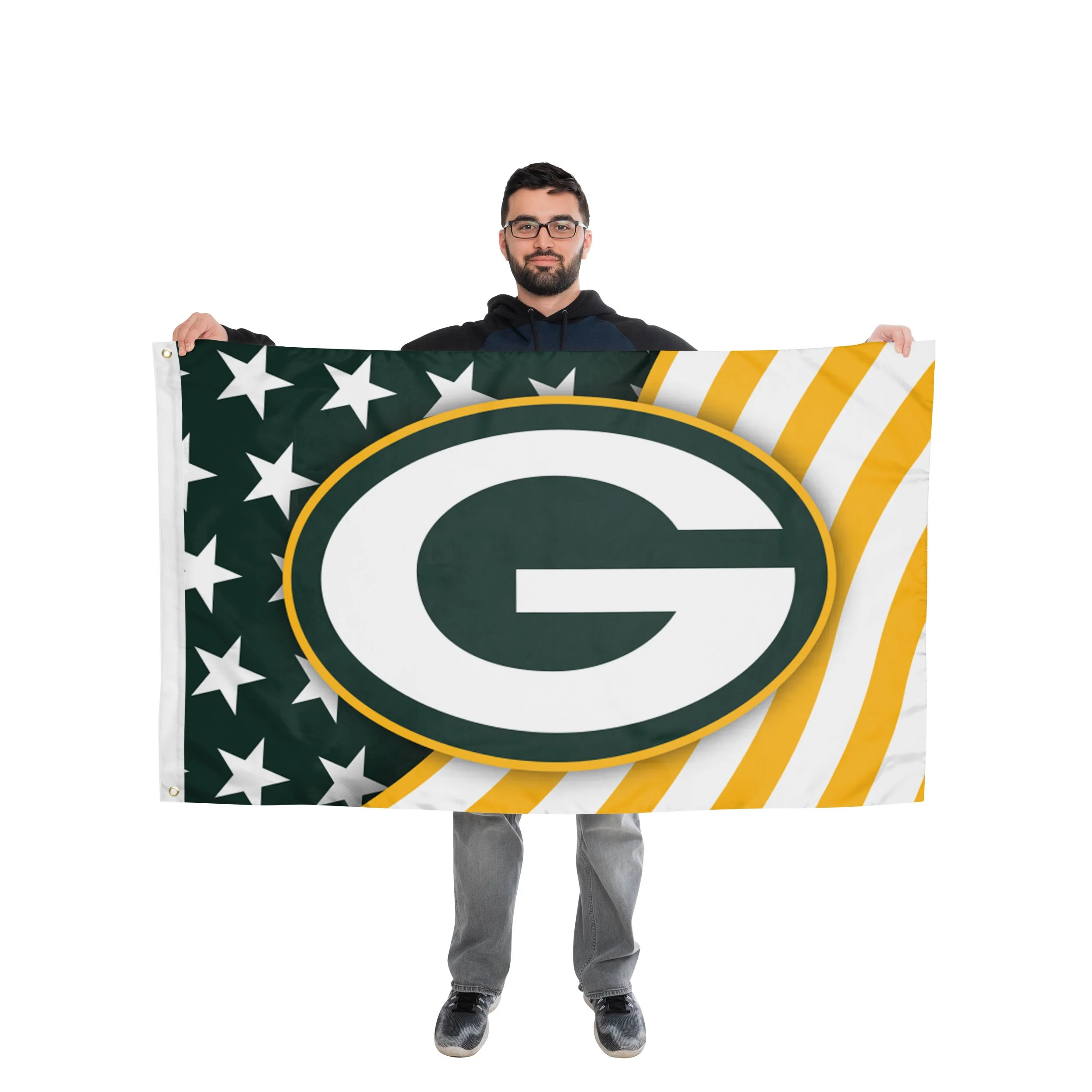 Green Bay Packers NFL Americana Horizontal Flag - Image 2