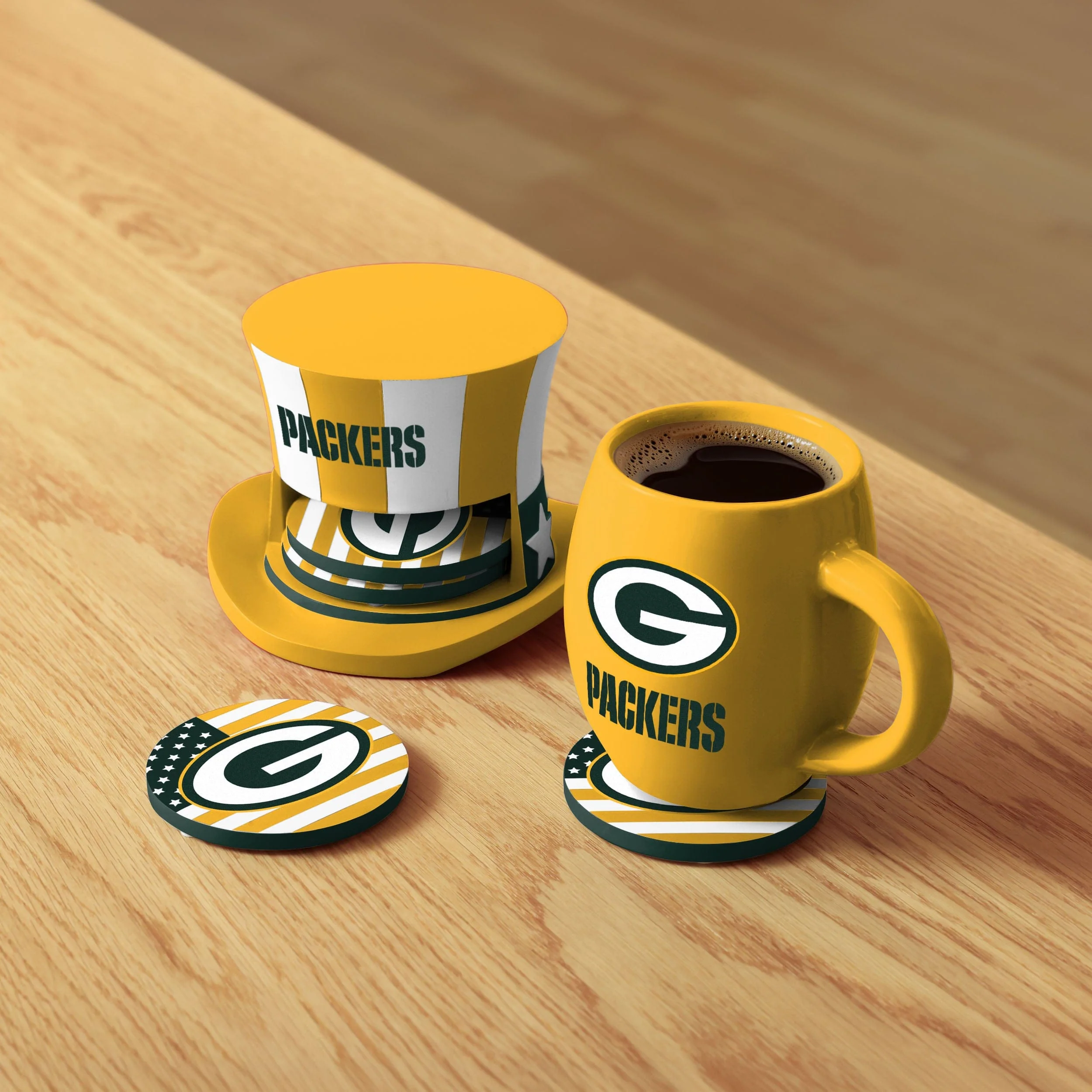 Green Bay Packers NFL Americana Resin Coaster Set (PREORDER - SHIPS EARLY JUNE) - Image 2