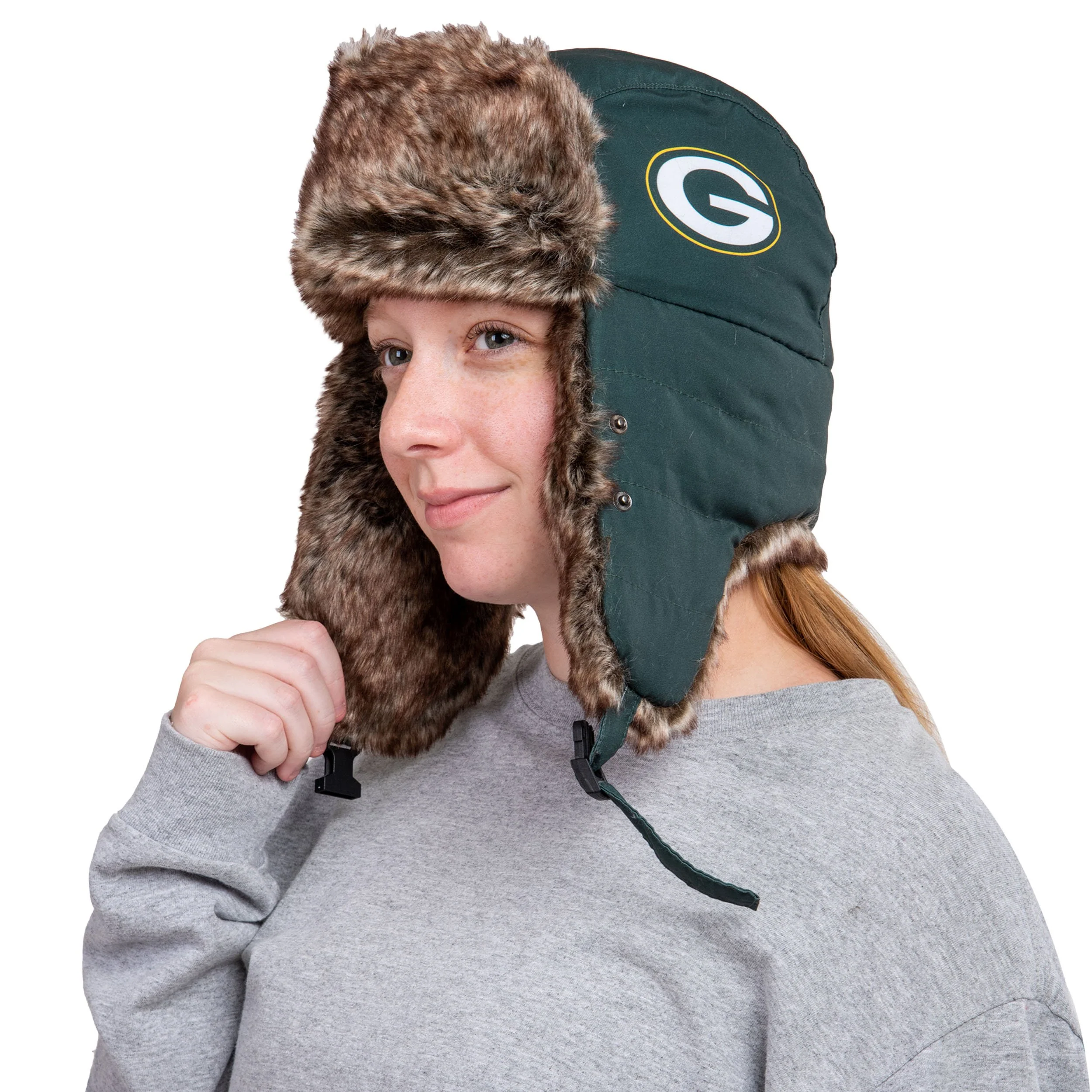 Green Bay Packers NFL Big Logo Trapper Hat With Face Cover - Image 3