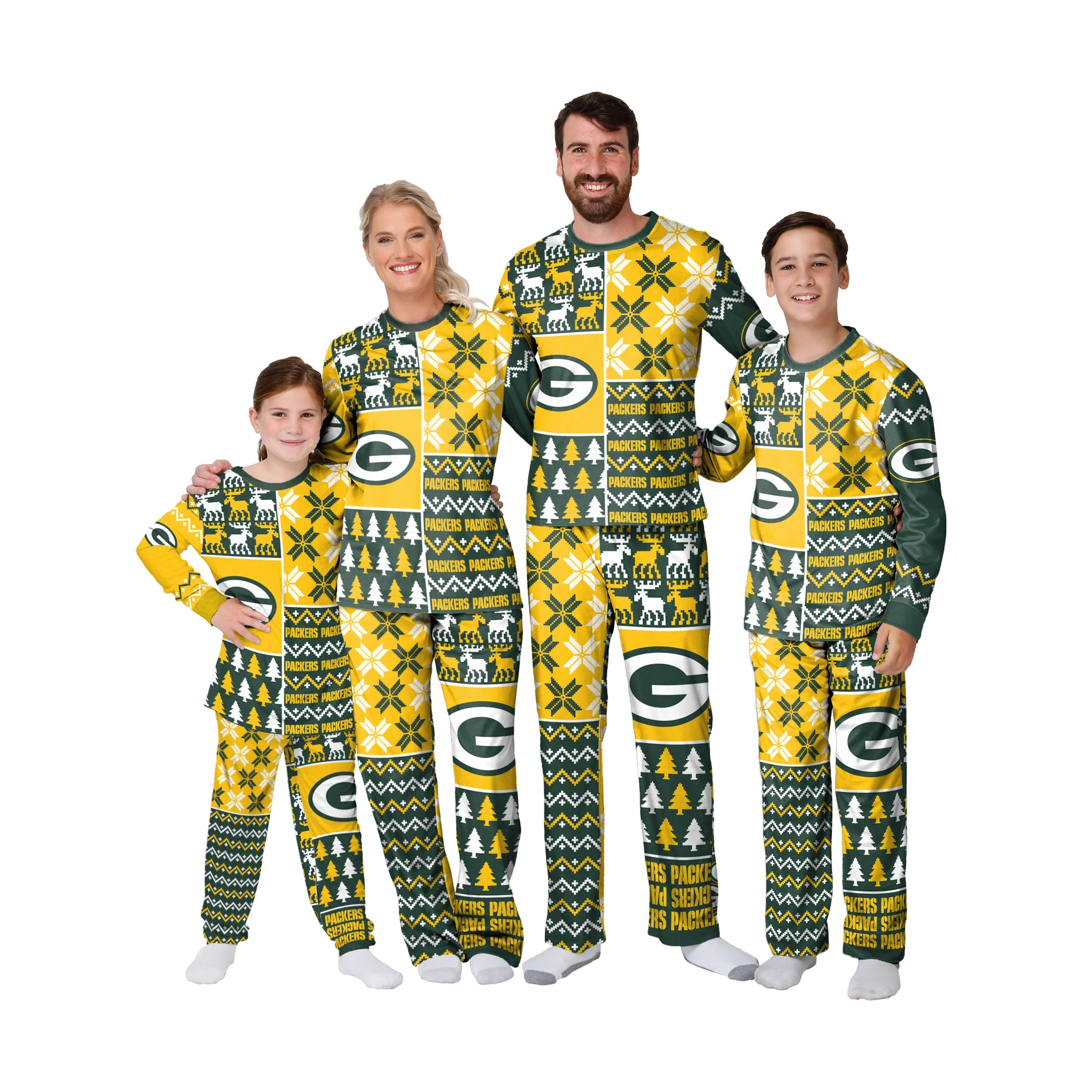 Green Bay Packers NFL Busy Block Family Holiday Pajamas